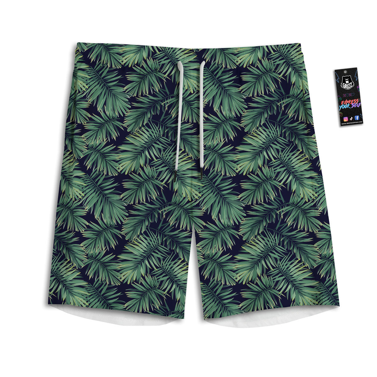 Hawaiian Leaves Tropical Print Pattern Men's Athletic Shorts