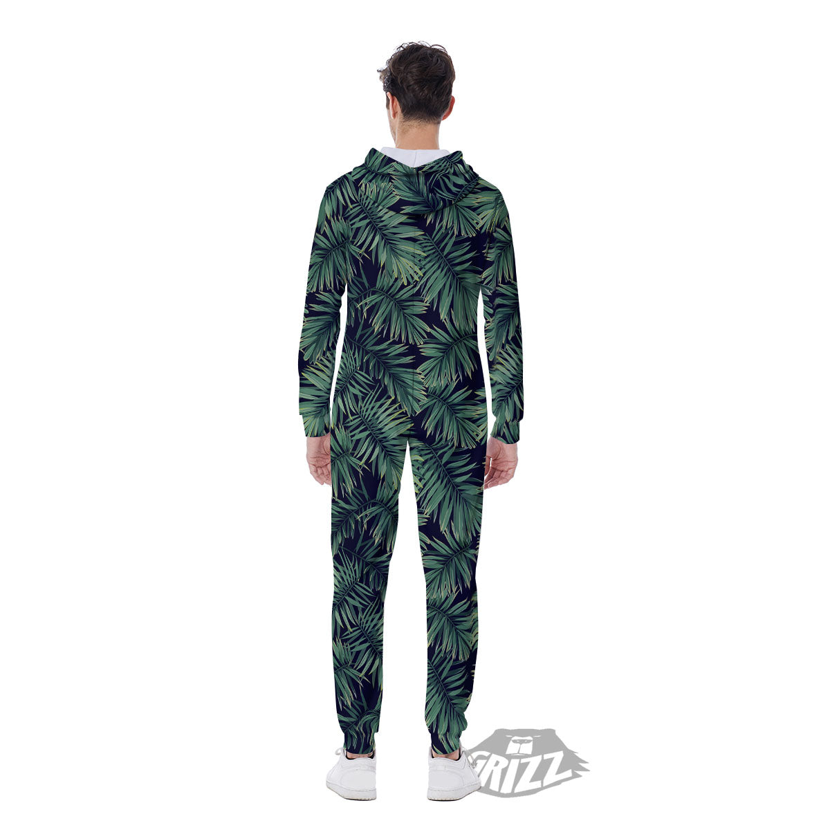 Hawaiian Leaves Tropical Print Pattern Men's Jumpsuit-grizzshop