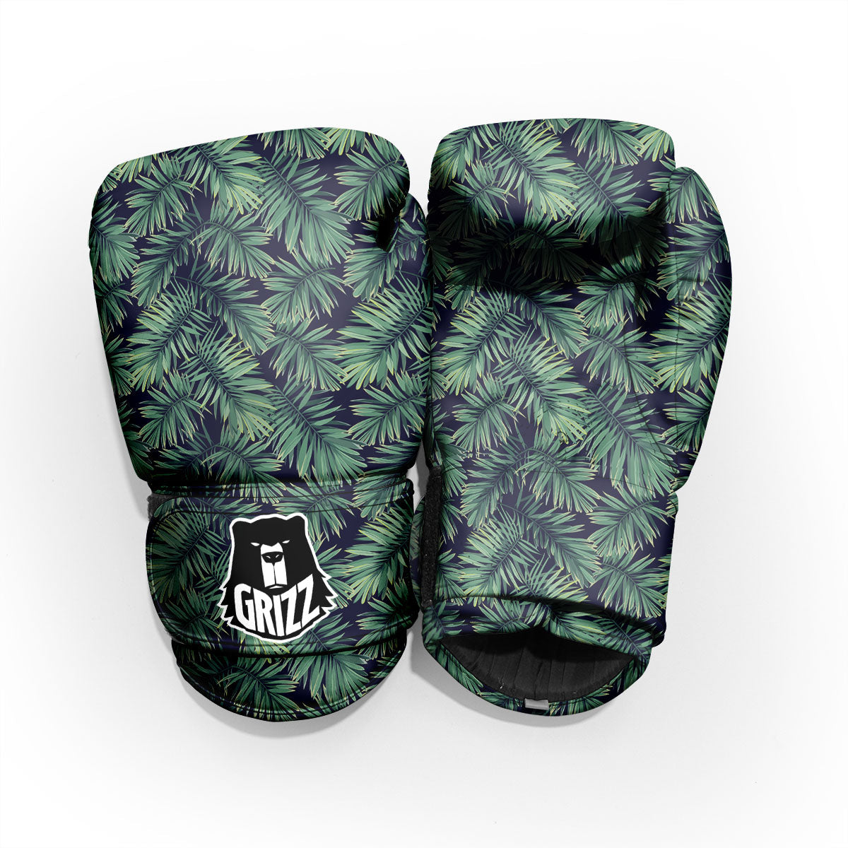 Hawaiian Leaves Tropical Print Pattern Sparring Gloves-grizzshop