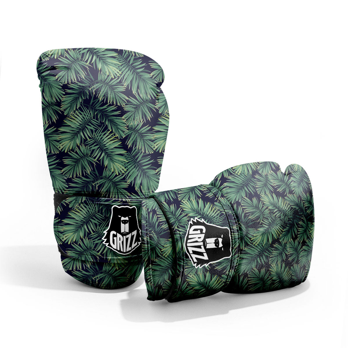 Hawaiian Leaves Tropical Print Pattern Sparring Gloves-grizzshop