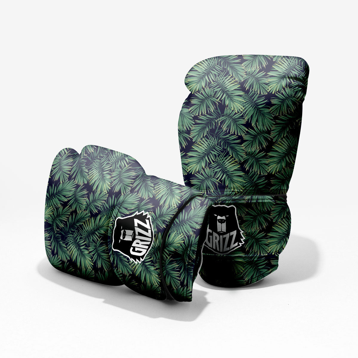 Hawaiian Leaves Tropical Print Pattern Sparring Gloves-grizzshop
