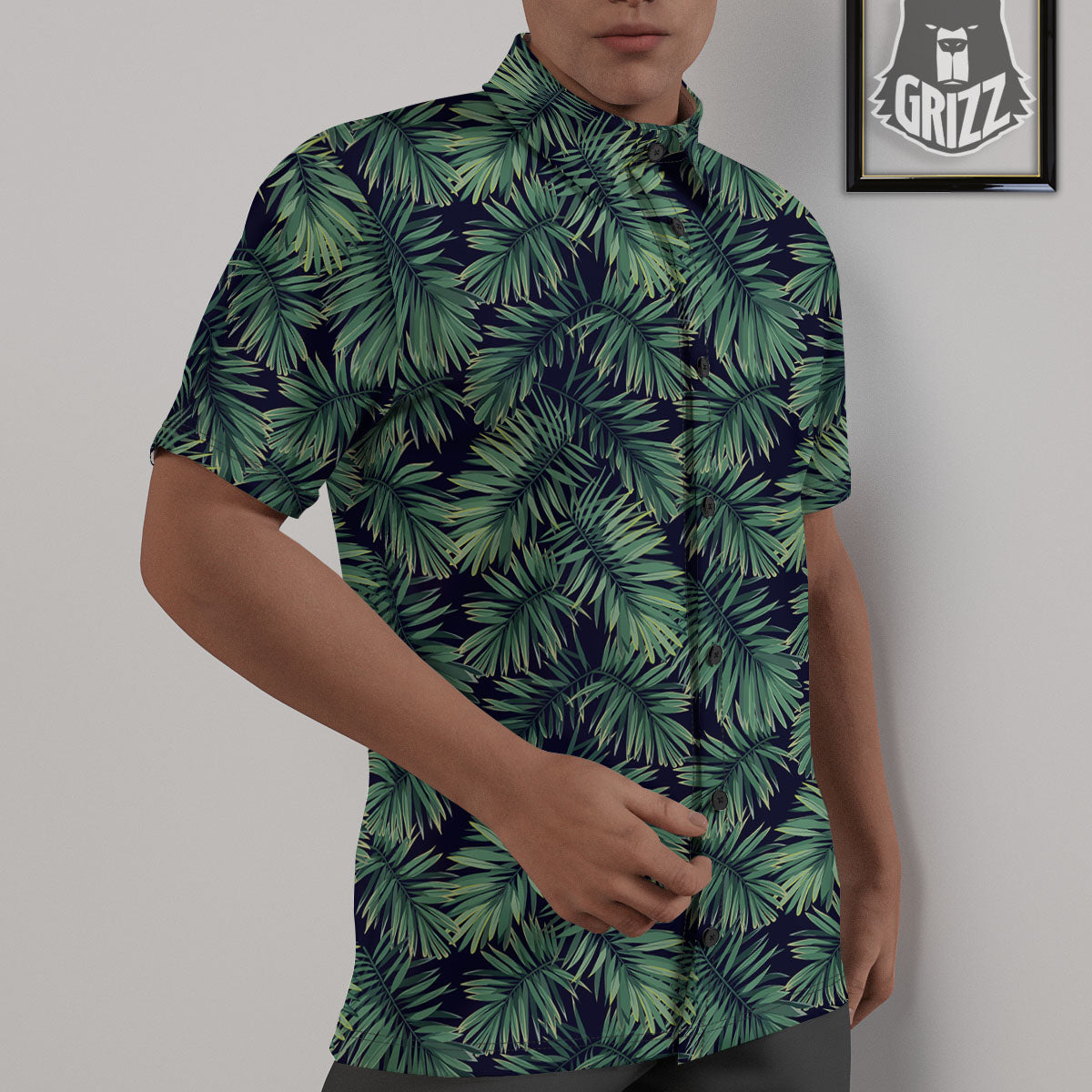 Hawaiian Leaves Tropical Print Pattern Untucked Shirts-grizzshop