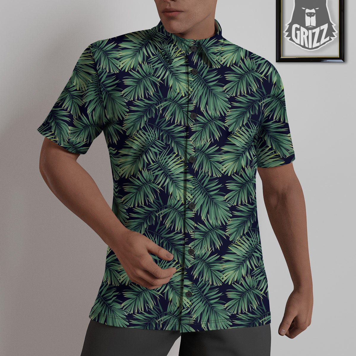 Hawaiian Leaves Tropical Print Pattern Untucked Shirts-grizzshop