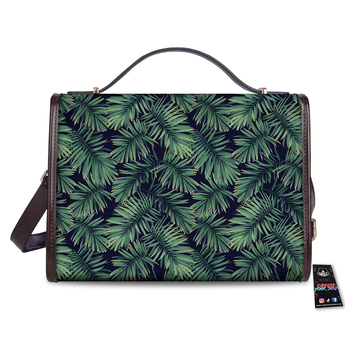 Hawaiian Leaves Tropical Print Pattern Women's Satchel Bag-grizzshop