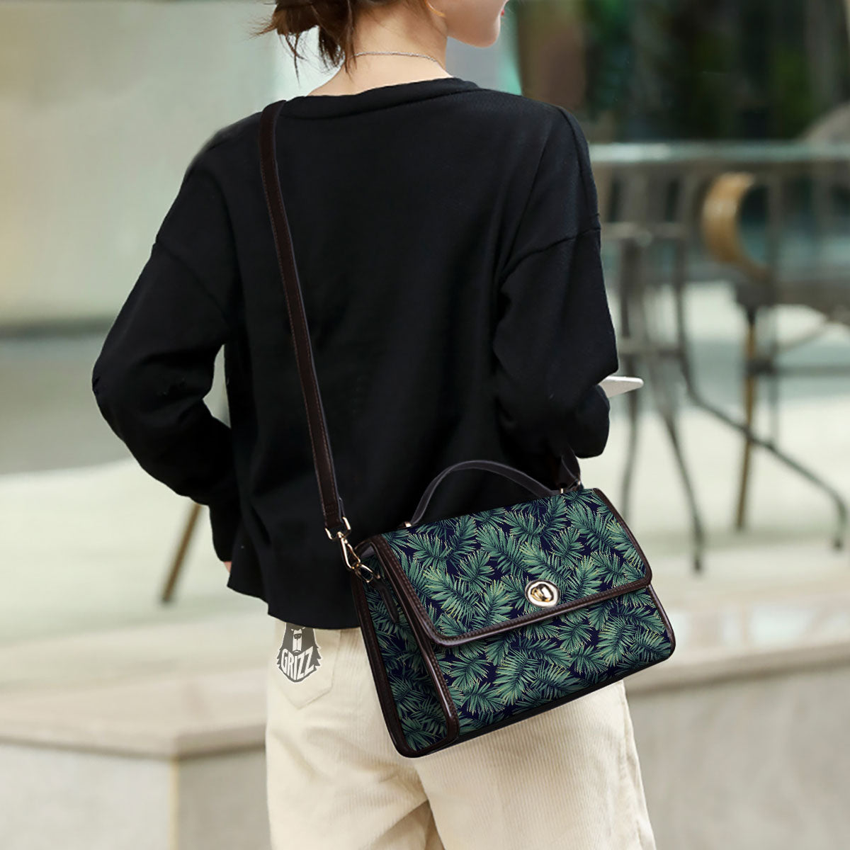 Hawaiian Leaves Tropical Print Pattern Women's Satchel Bag-grizzshop