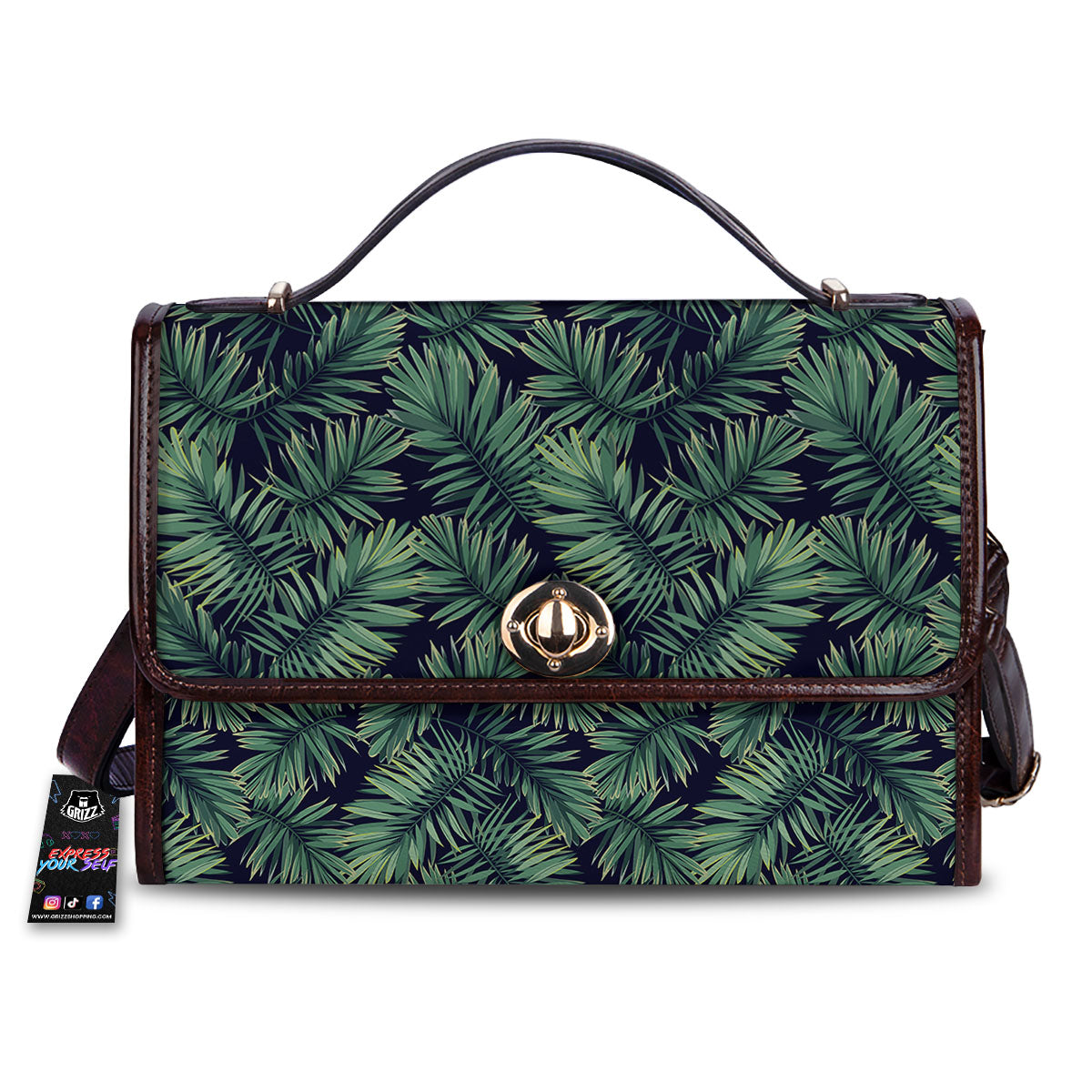 Hawaiian Leaves Tropical Print Pattern Women's Satchel Bag-grizzshop