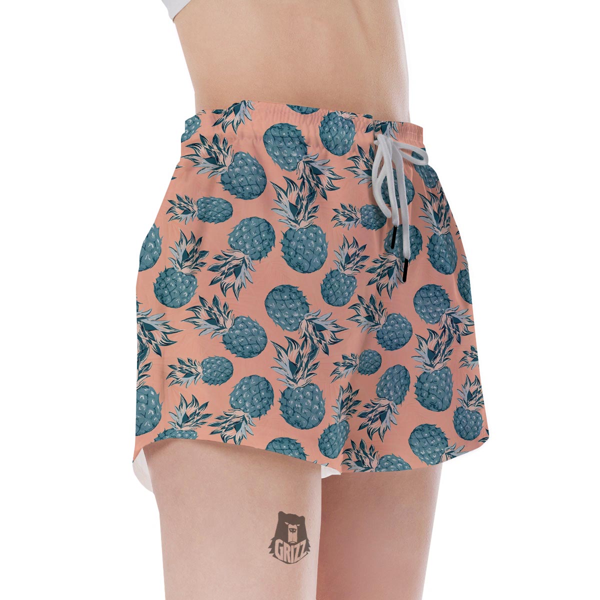 Hawaiian Neon Pineapple Print Women's Shorts-grizzshop