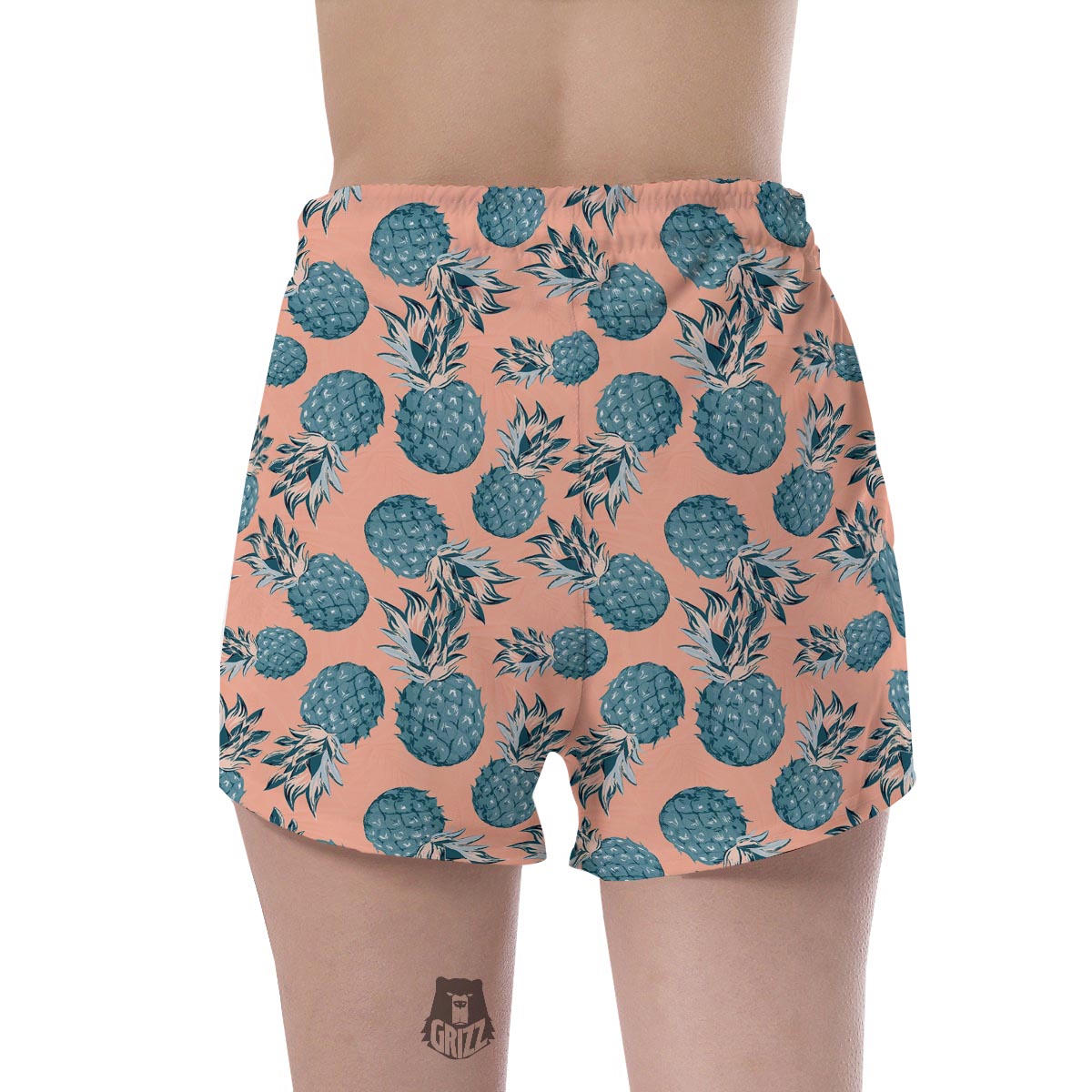 Hawaiian Neon Pineapple Print Women's Shorts-grizzshop