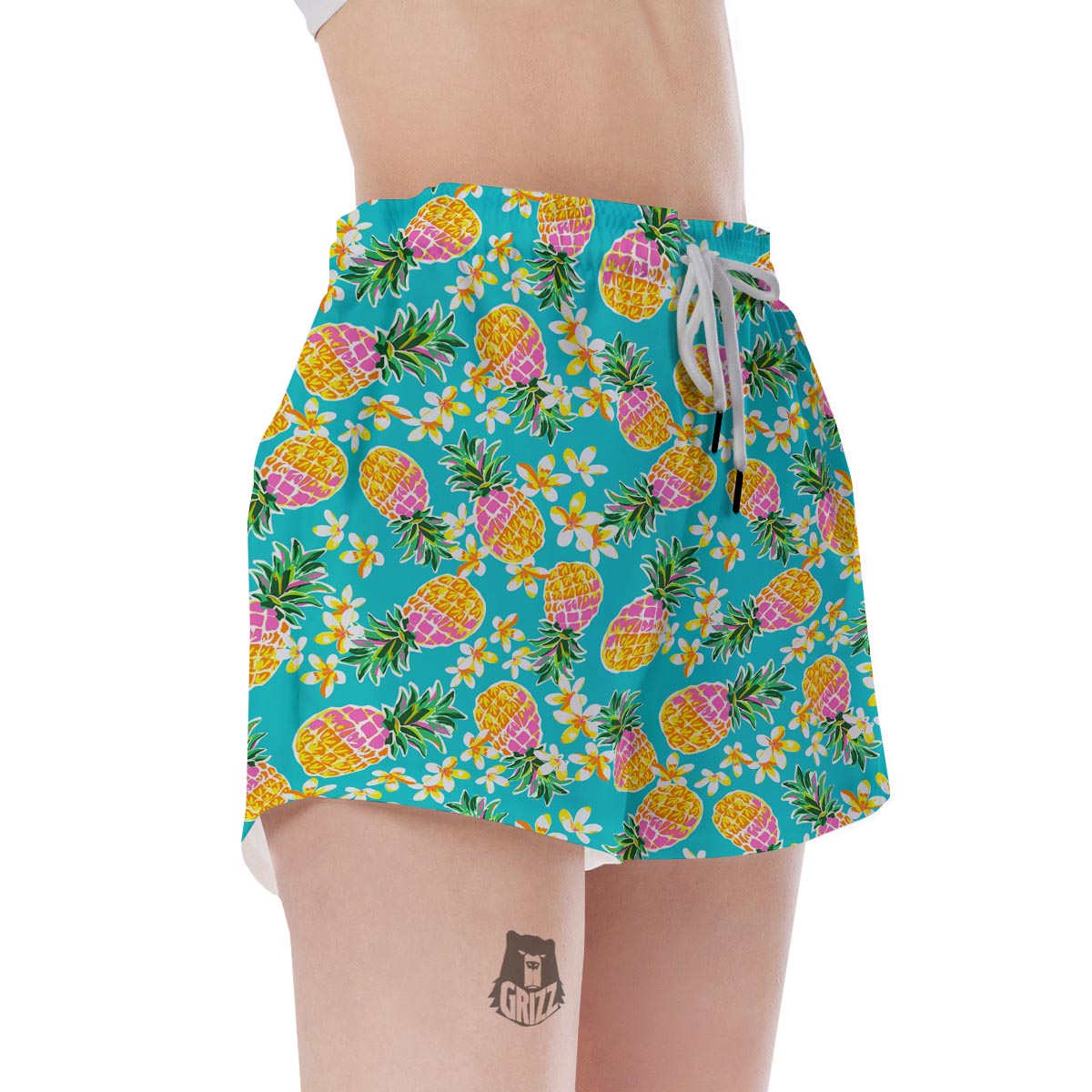 Hawaiian Pineapple Print Women's Shorts-grizzshop
