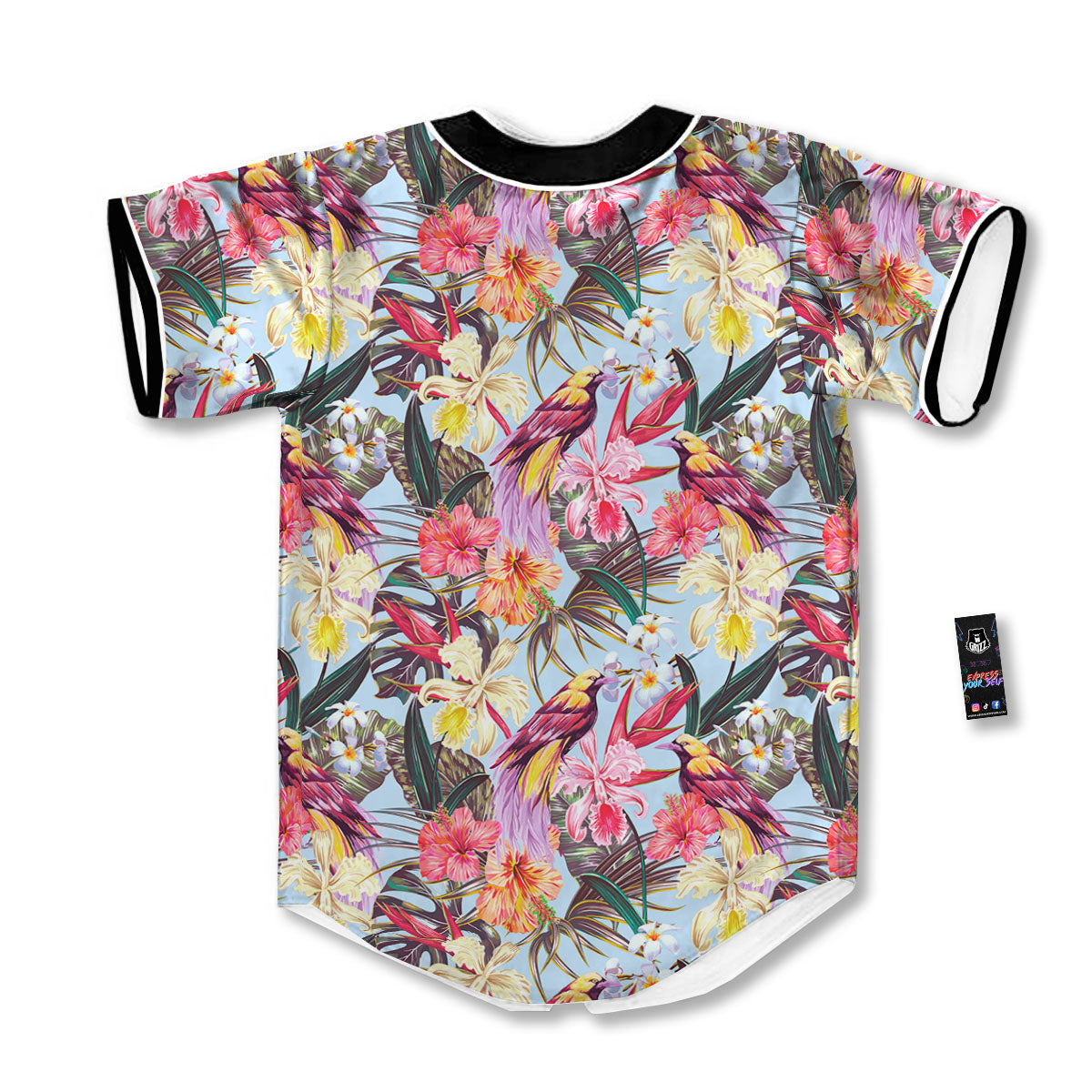 Hawaiian Pink Hibiscus Print Pattern Baseball Jersey-grizzshop