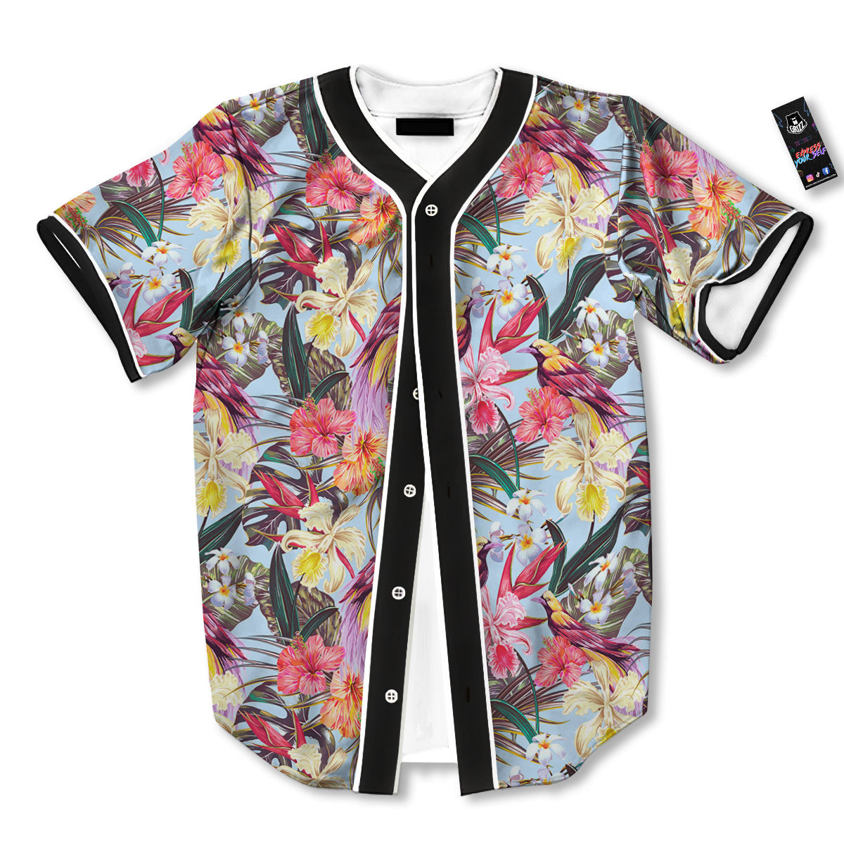 Hawaiian Pink Hibiscus Print Pattern Baseball Jersey-grizzshop