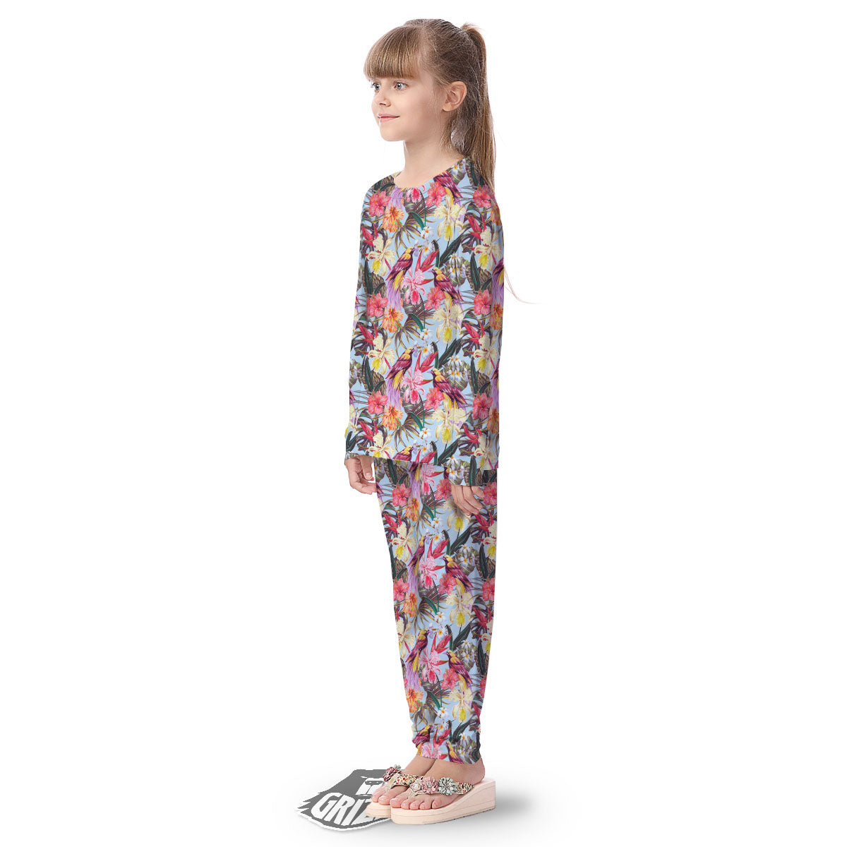 Hawaiian Pink Hibiscus Print Pattern Kid's Pajamas-grizzshop
