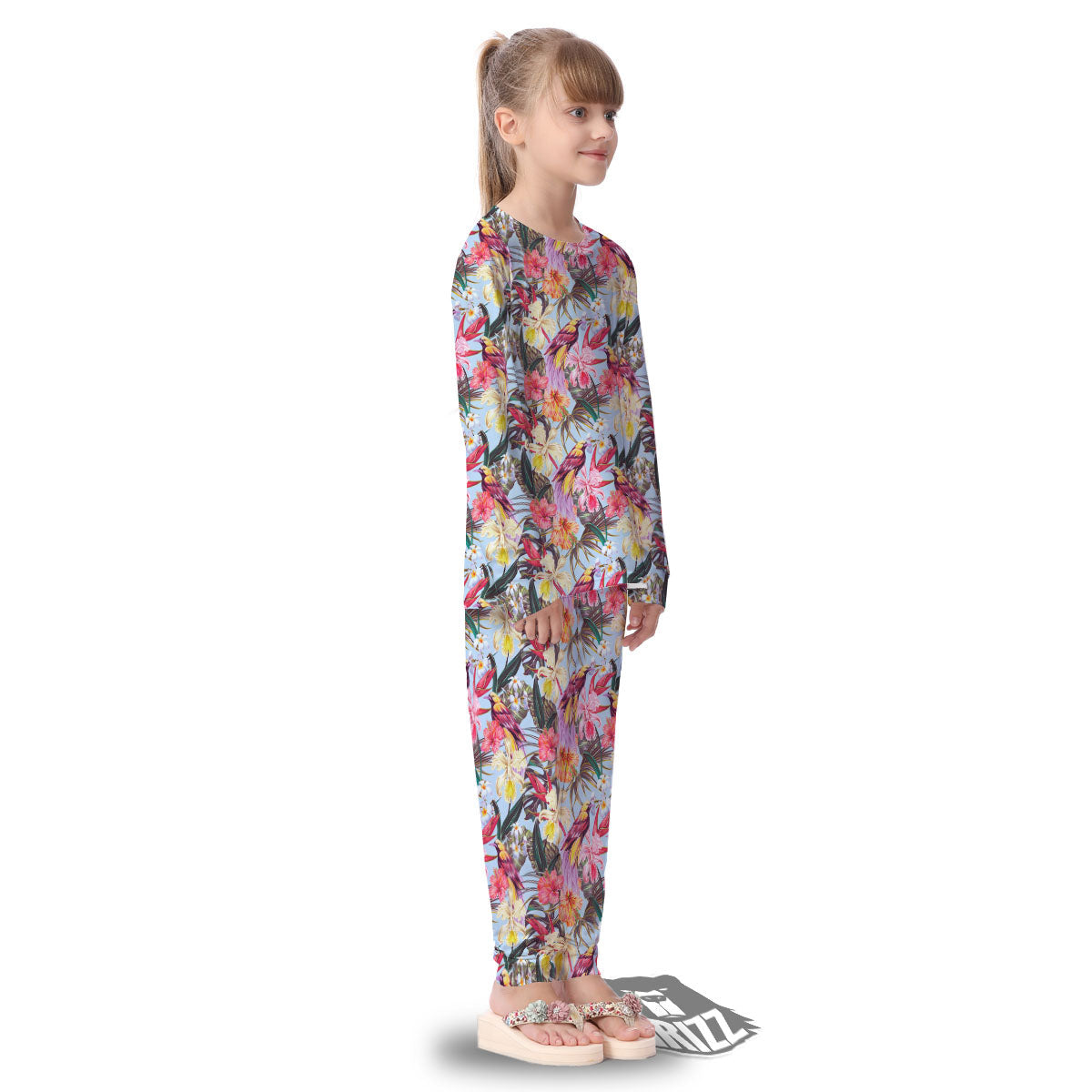 Hawaiian Pink Hibiscus Print Pattern Kid's Pajamas-grizzshop