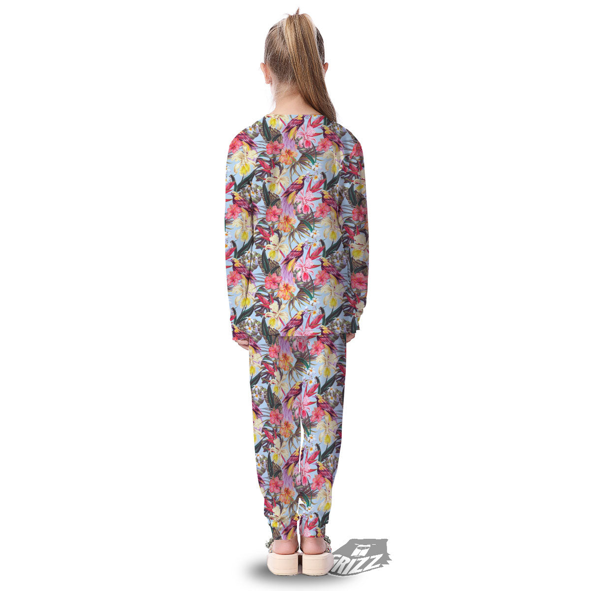 Hawaiian Pink Hibiscus Print Pattern Kid's Pajamas-grizzshop