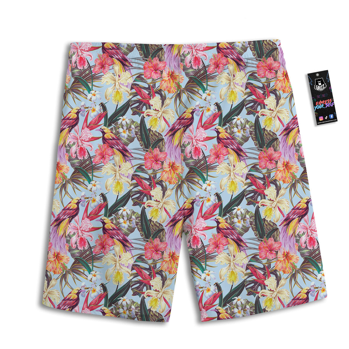 Hawaiian Pink Hibiscus Print Pattern Men's Athletic Shorts