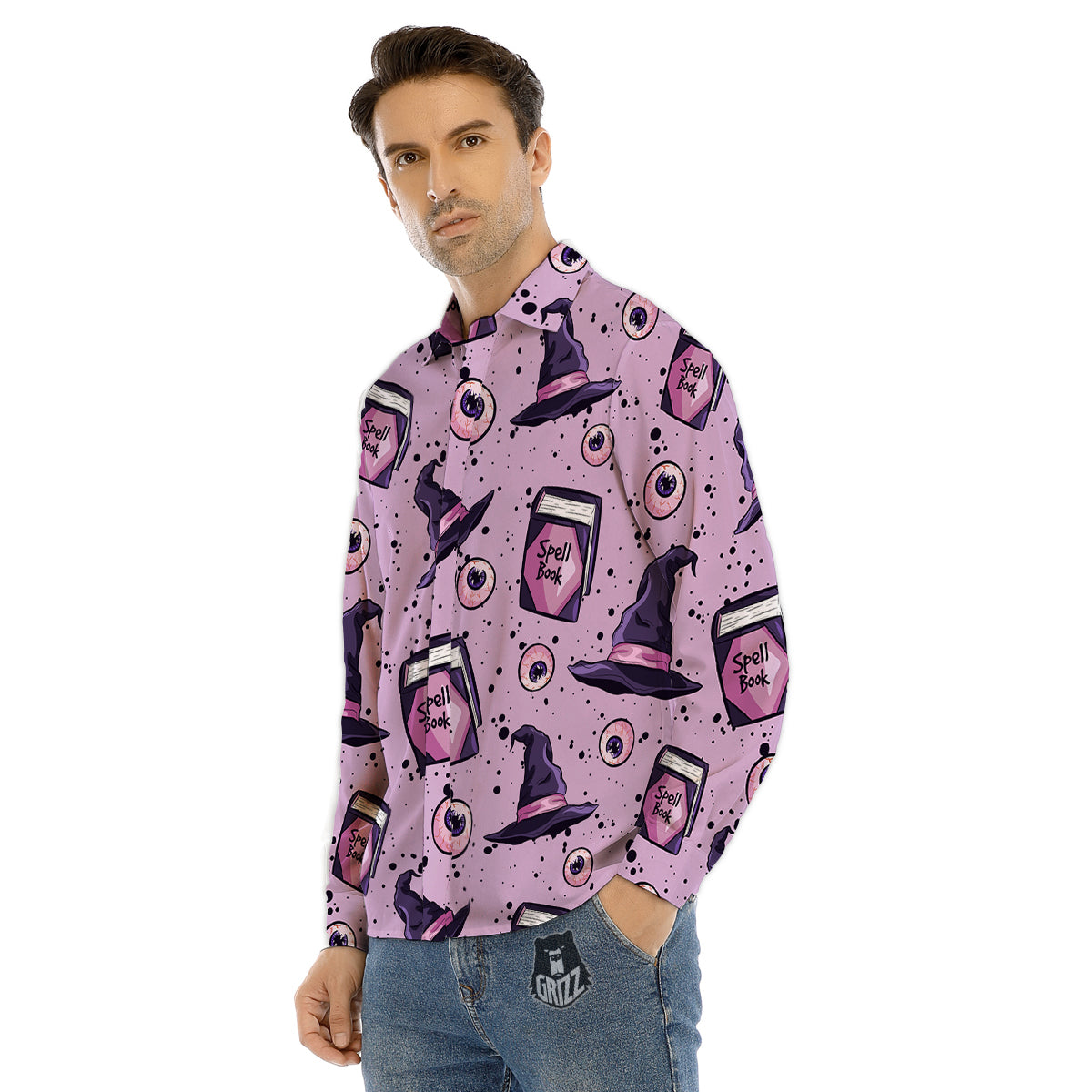 Hawaiian Pink Hibiscus Print Pattern Men's Dress Shirts-grizzshop