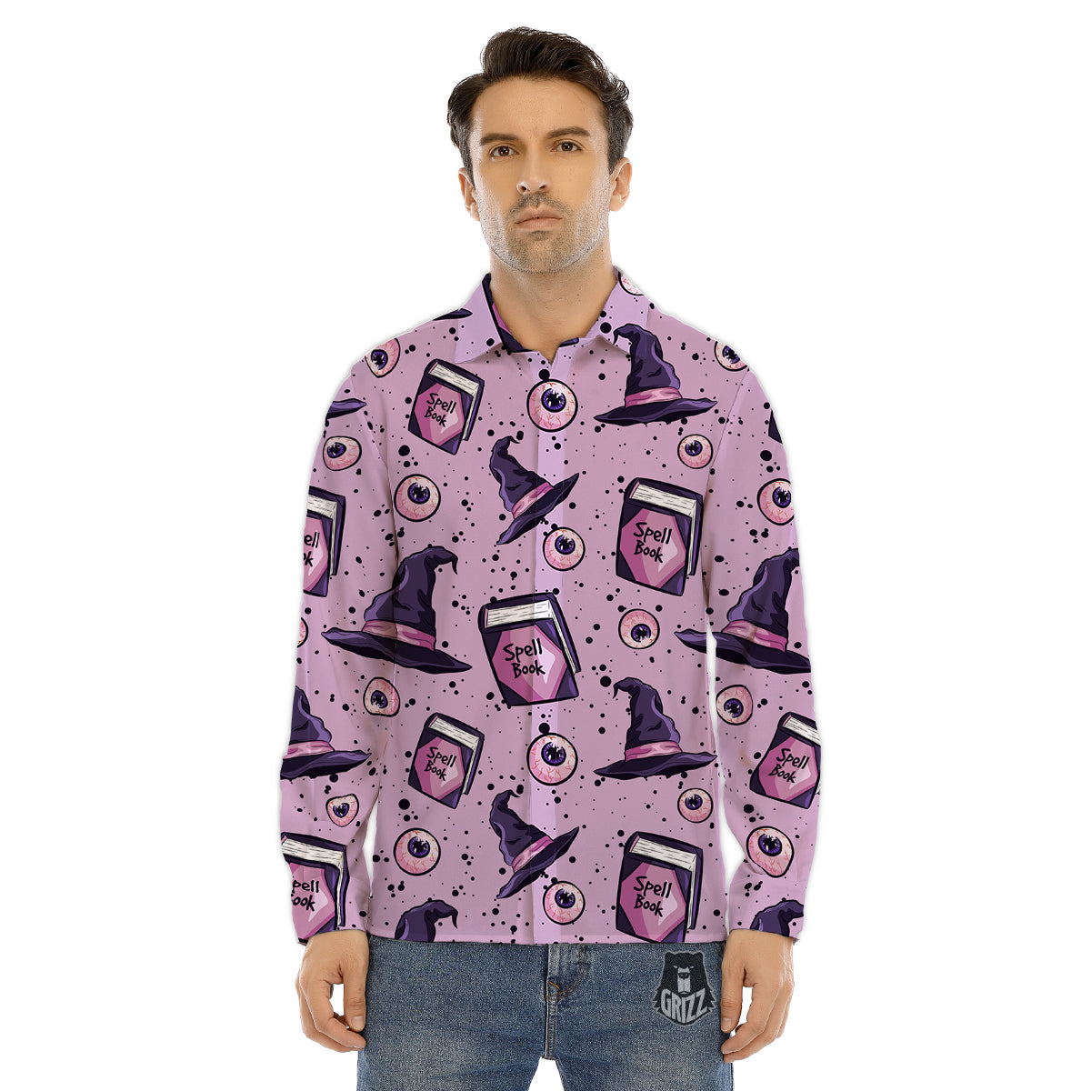 Hawaiian Pink Hibiscus Print Pattern Men's Dress Shirts-grizzshop
