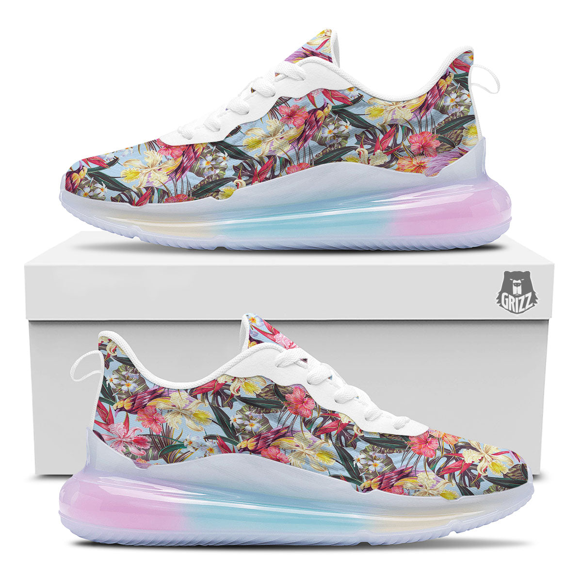 Hawaiian Pink Hibiscus Print Pattern Running Sneakers-grizzshop