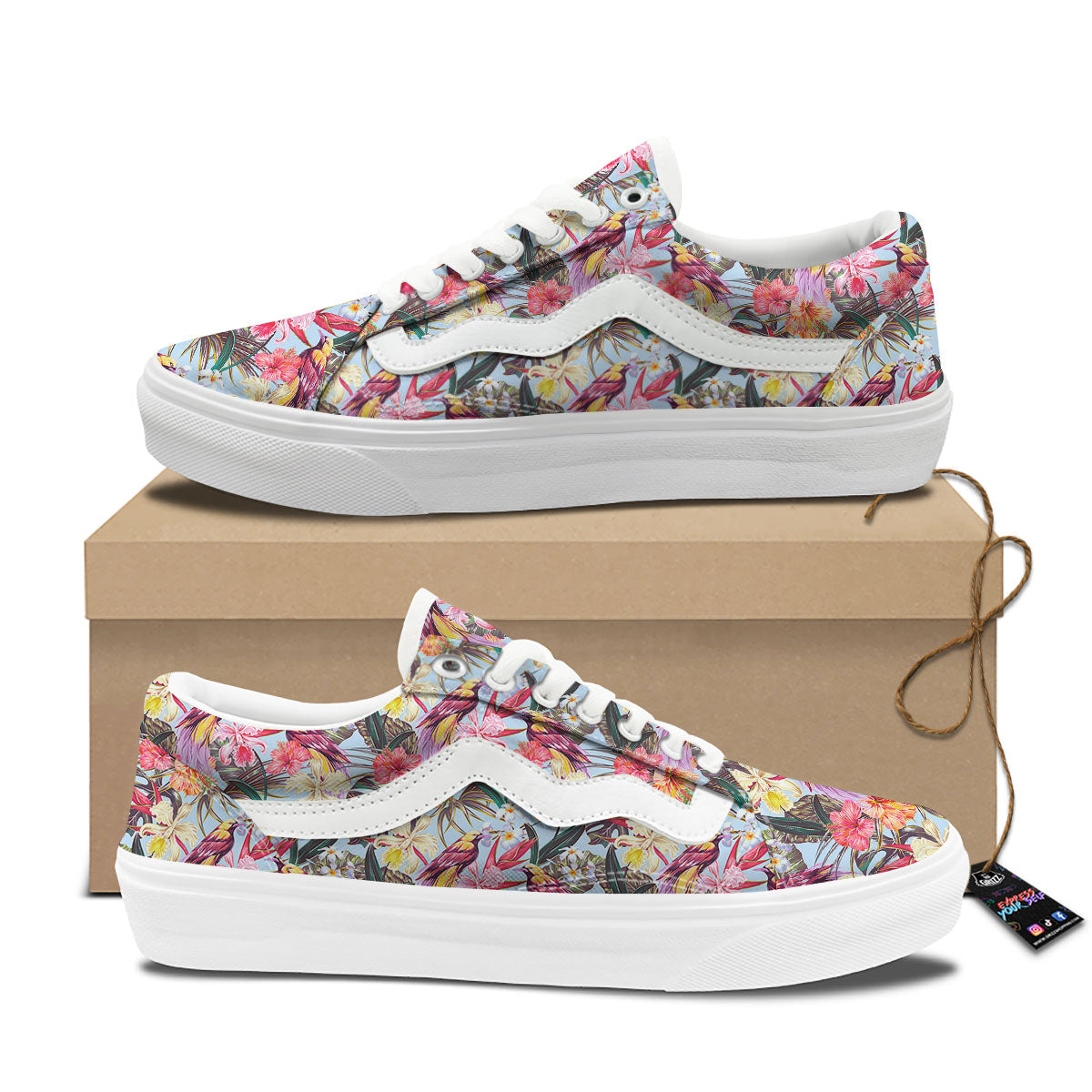 Hawaiian Pink Hibiscus Print Pattern Skate Shoes-grizzshop