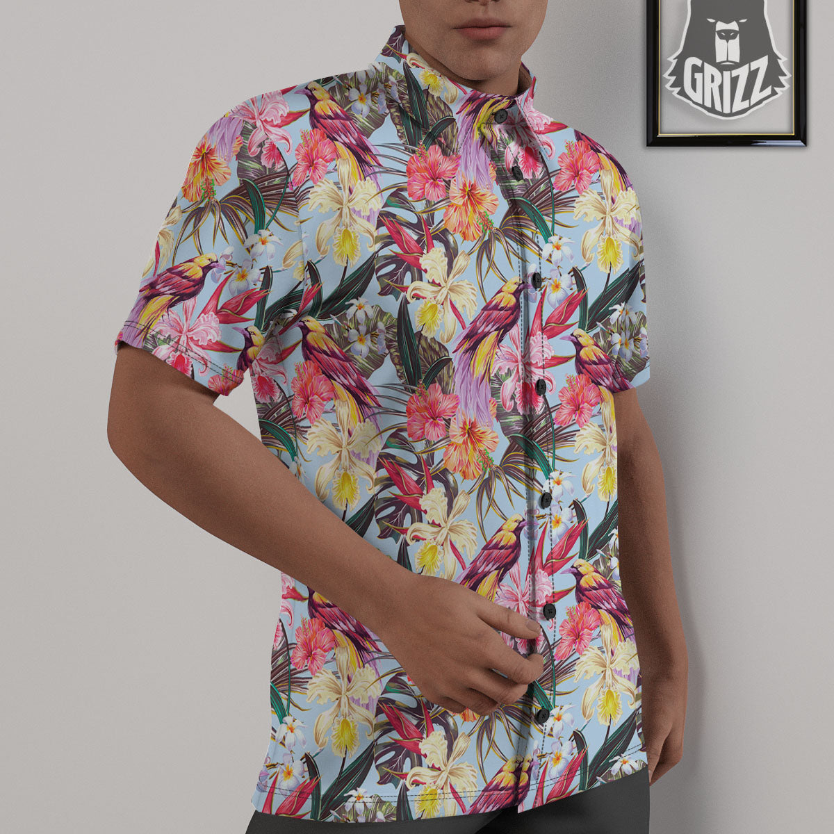 Hawaiian Pink Hibiscus Print Pattern Untucked Shirts-grizzshop