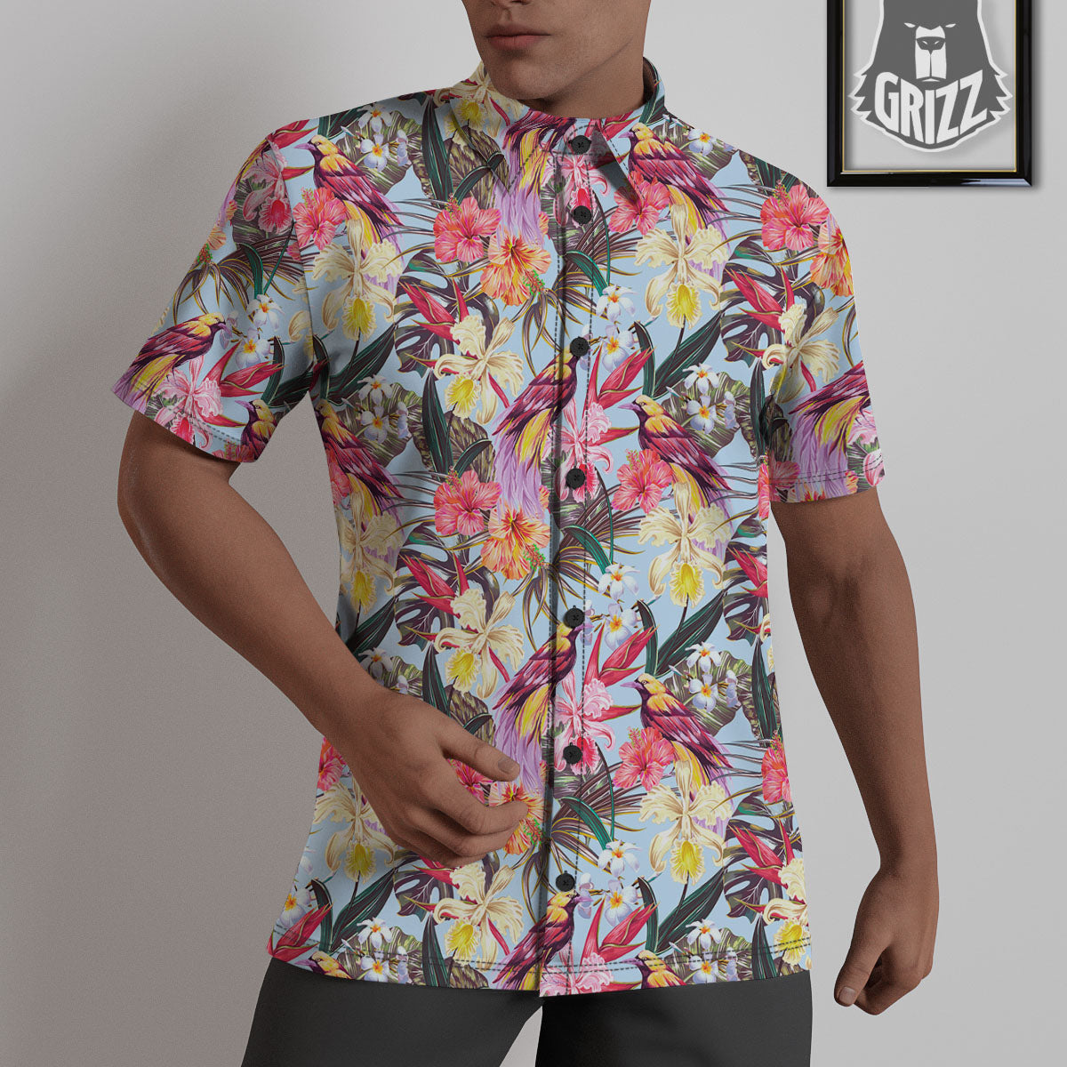 Hawaiian Pink Hibiscus Print Pattern Untucked Shirts-grizzshop