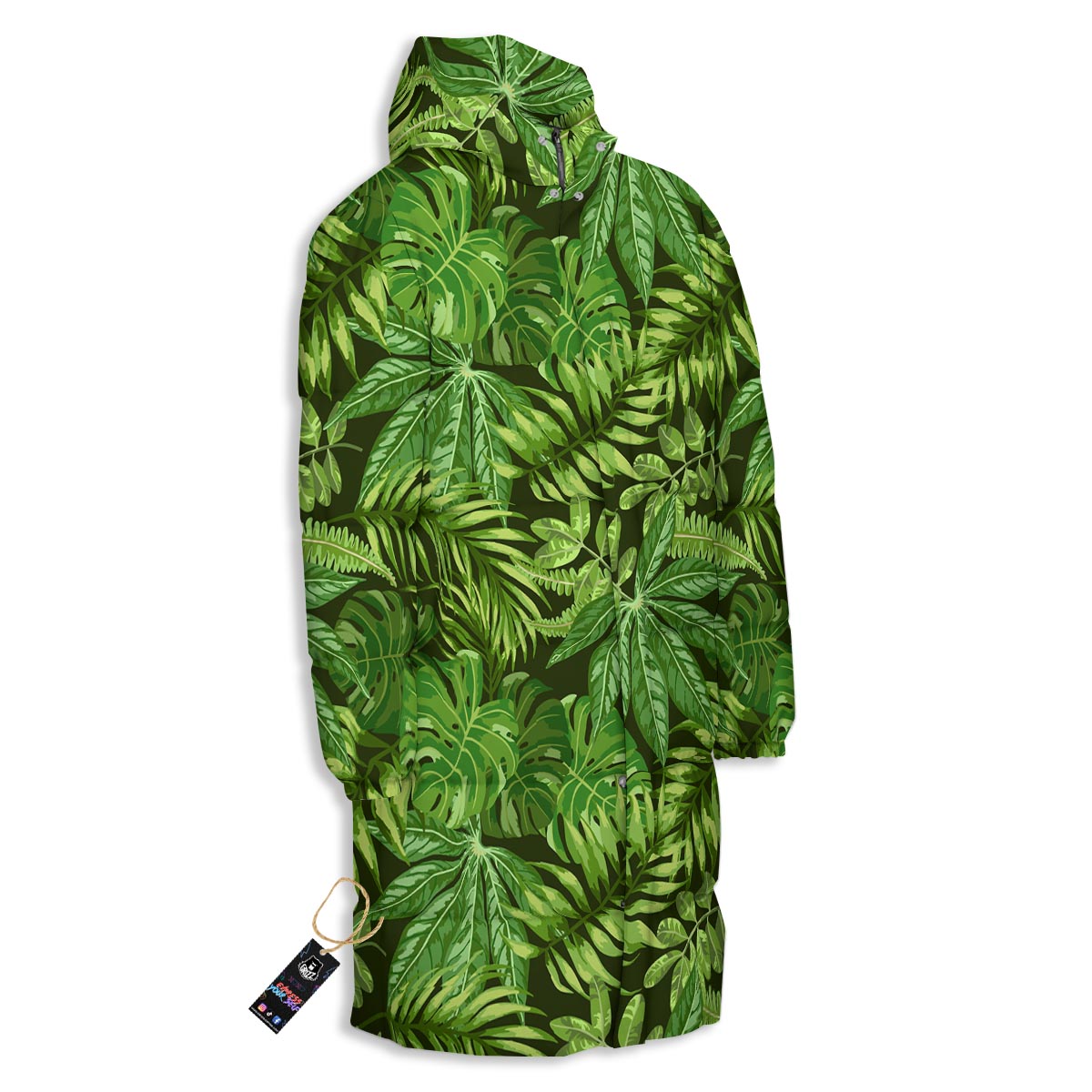 Hawaiian Summer Leaves Print Pattern Long Down Jacket-grizzshop