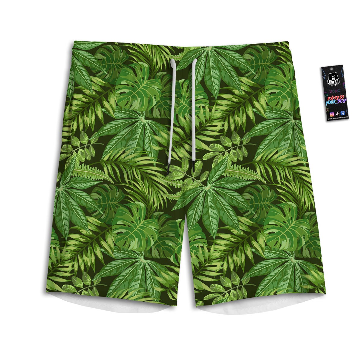Hawaiian Summer Leaves Print Pattern Men's Athletic Shorts