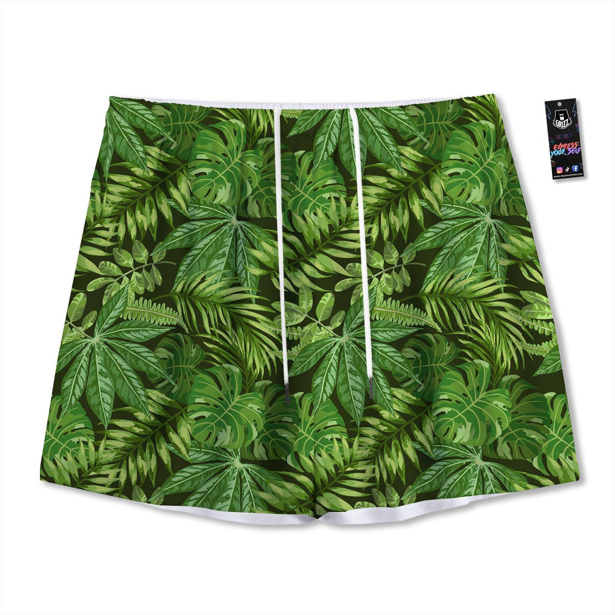 Hawaiian Summer Leaves Print Pattern Mesh Shorts