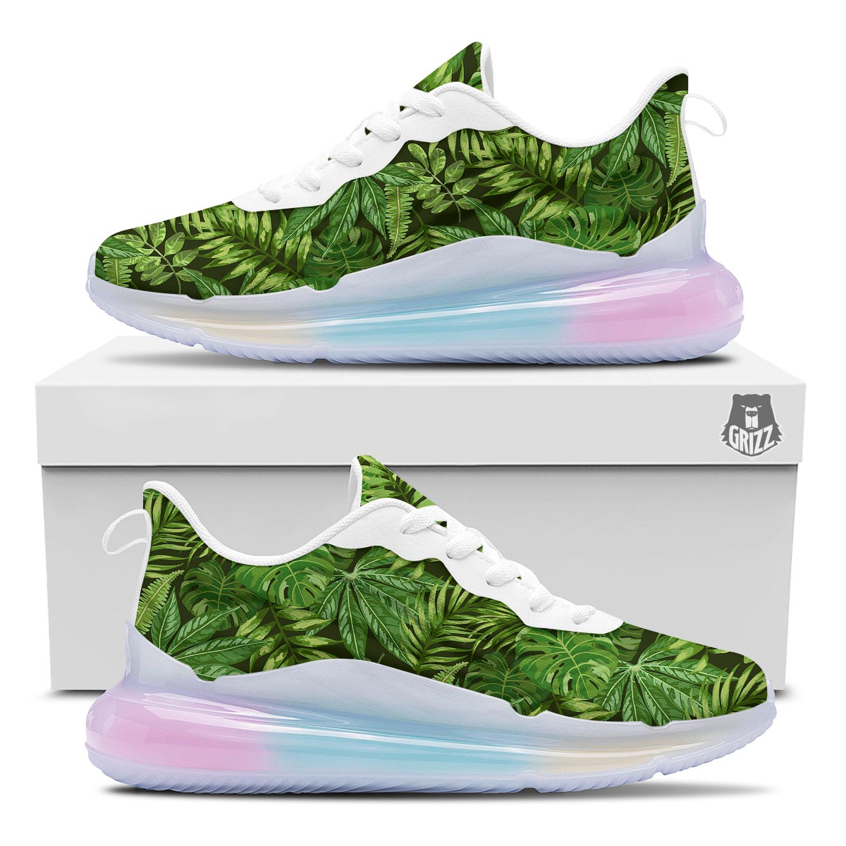 Hawaiian Summer Leaves Print Pattern Running Sneakers-grizzshop