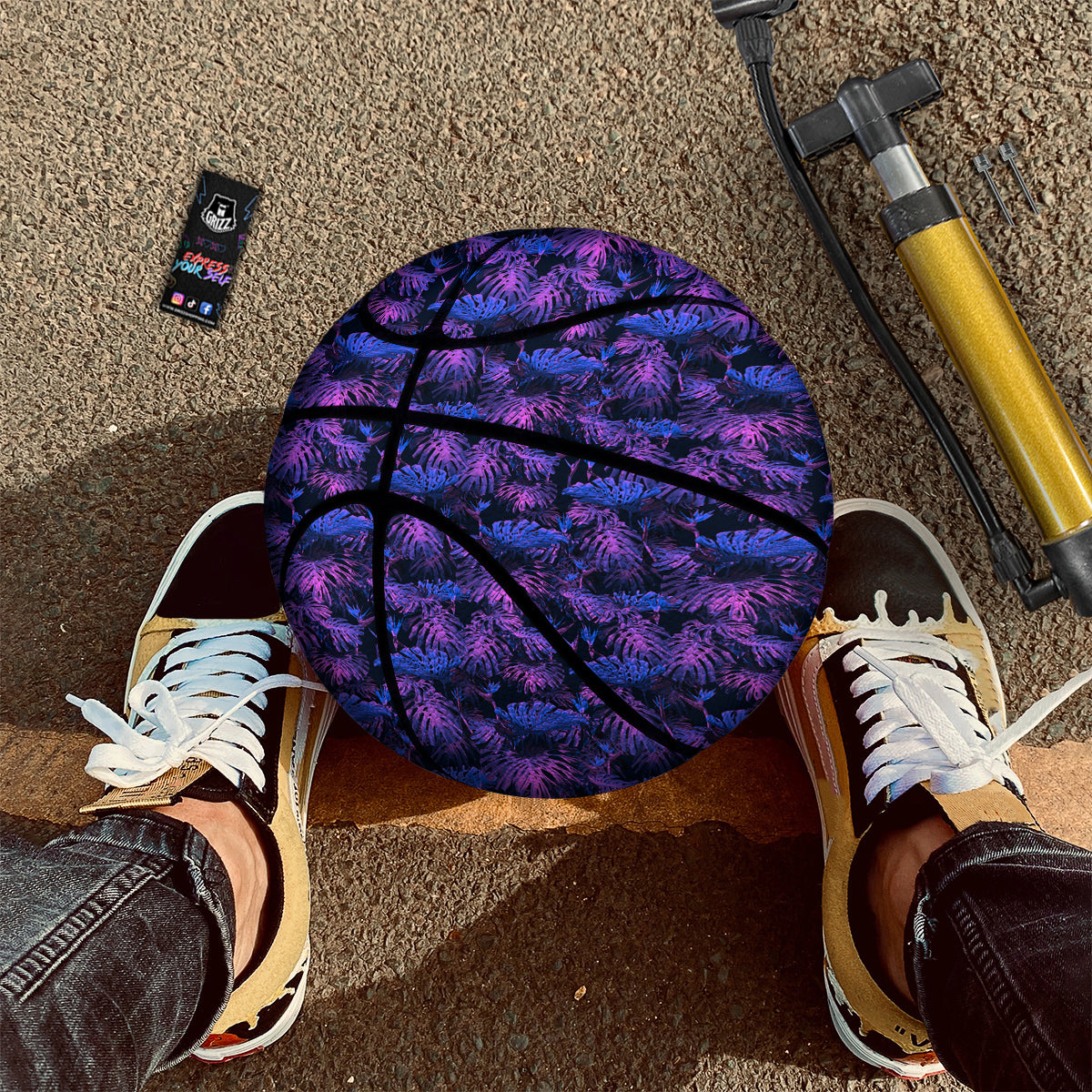 Hawaiian Tropical Dark Purple Print Pattern Basketball-grizzshop