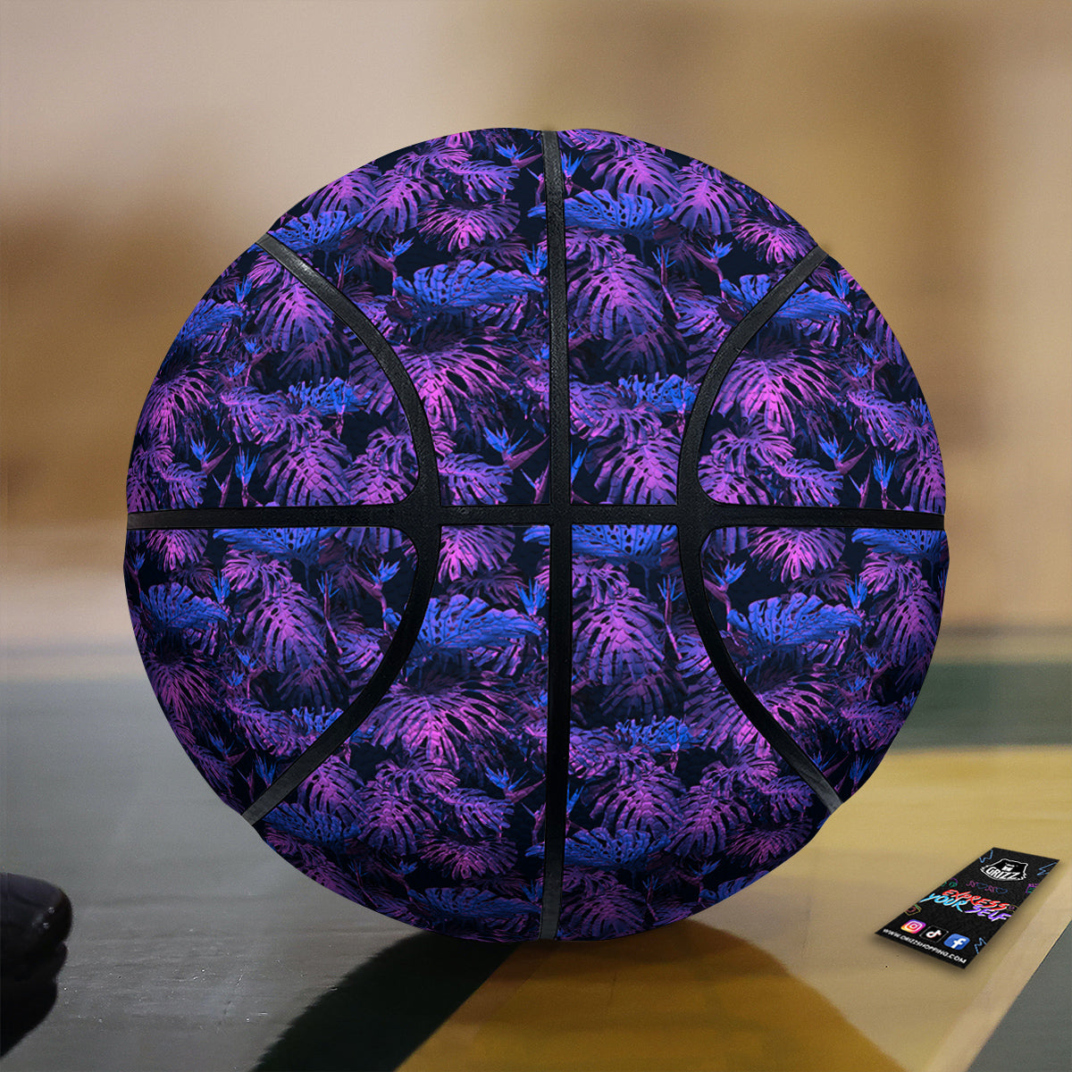 Hawaiian Tropical Dark Purple Print Pattern Basketball-grizzshop
