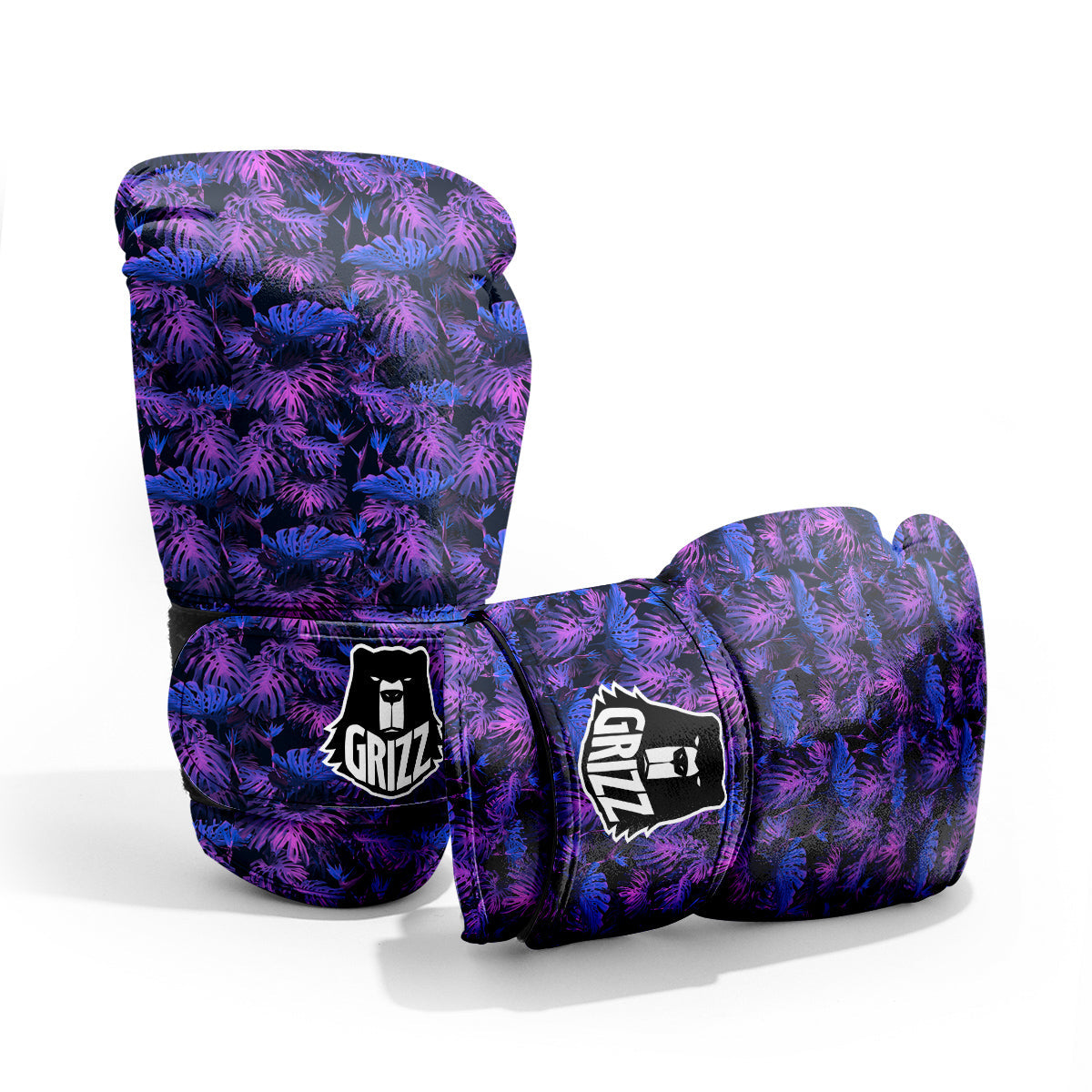 Hawaiian Tropical Dark Purple Print Pattern Sparring Gloves-grizzshop