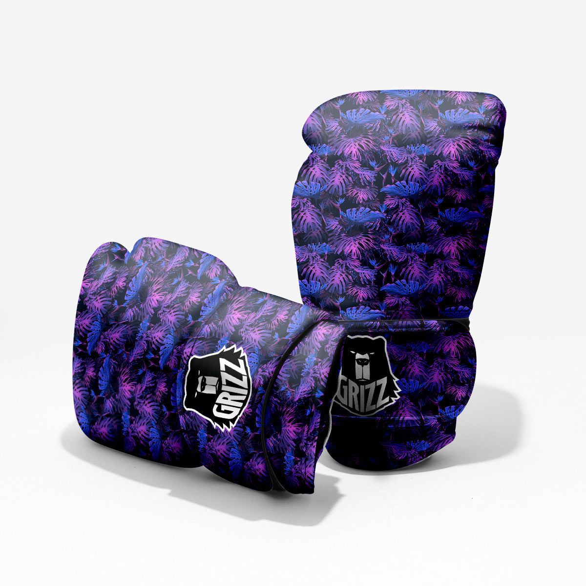 Hawaiian Tropical Dark Purple Print Pattern Sparring Gloves-grizzshop