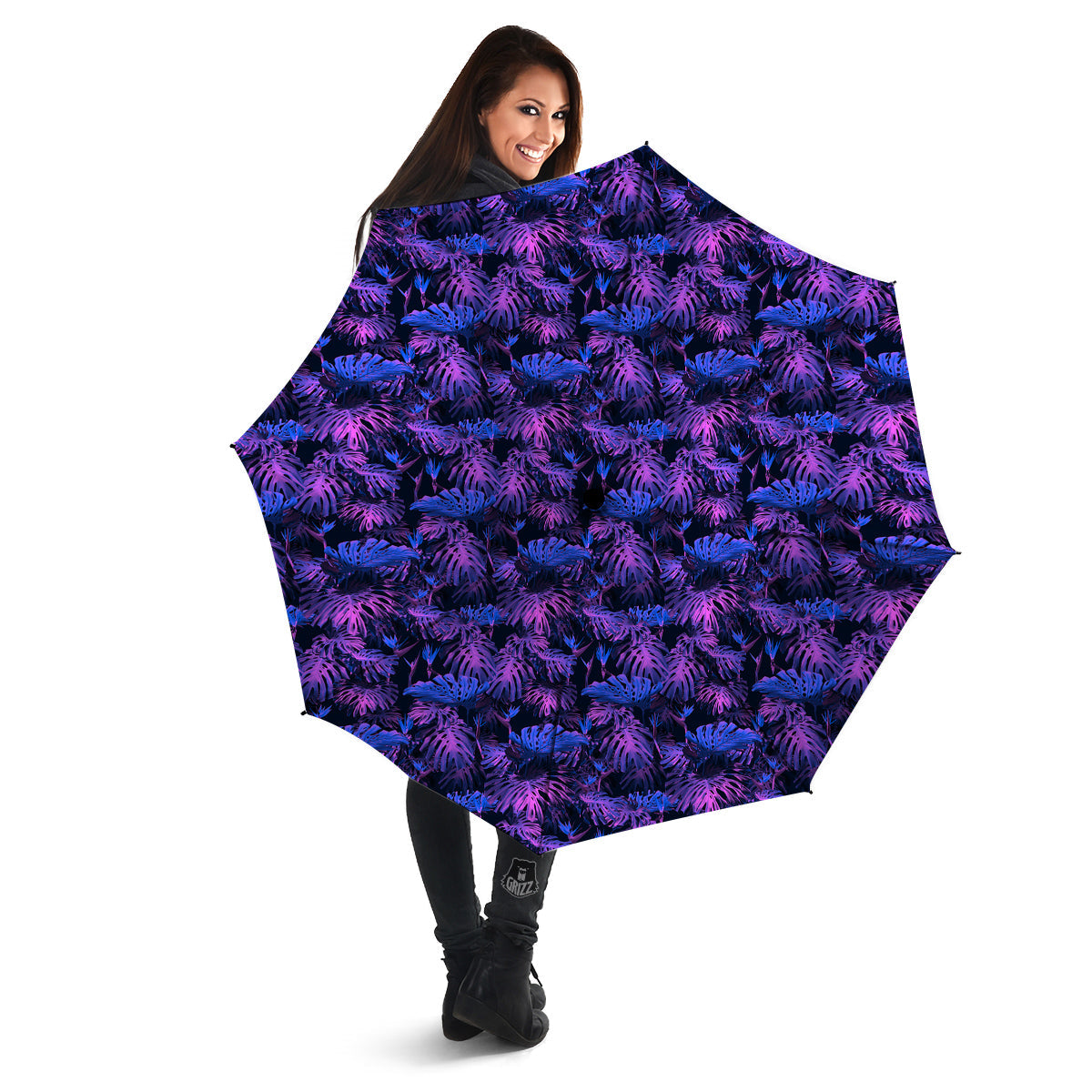 Hawaiian Tropical Dark Purple Print Pattern Umbrella-grizzshop