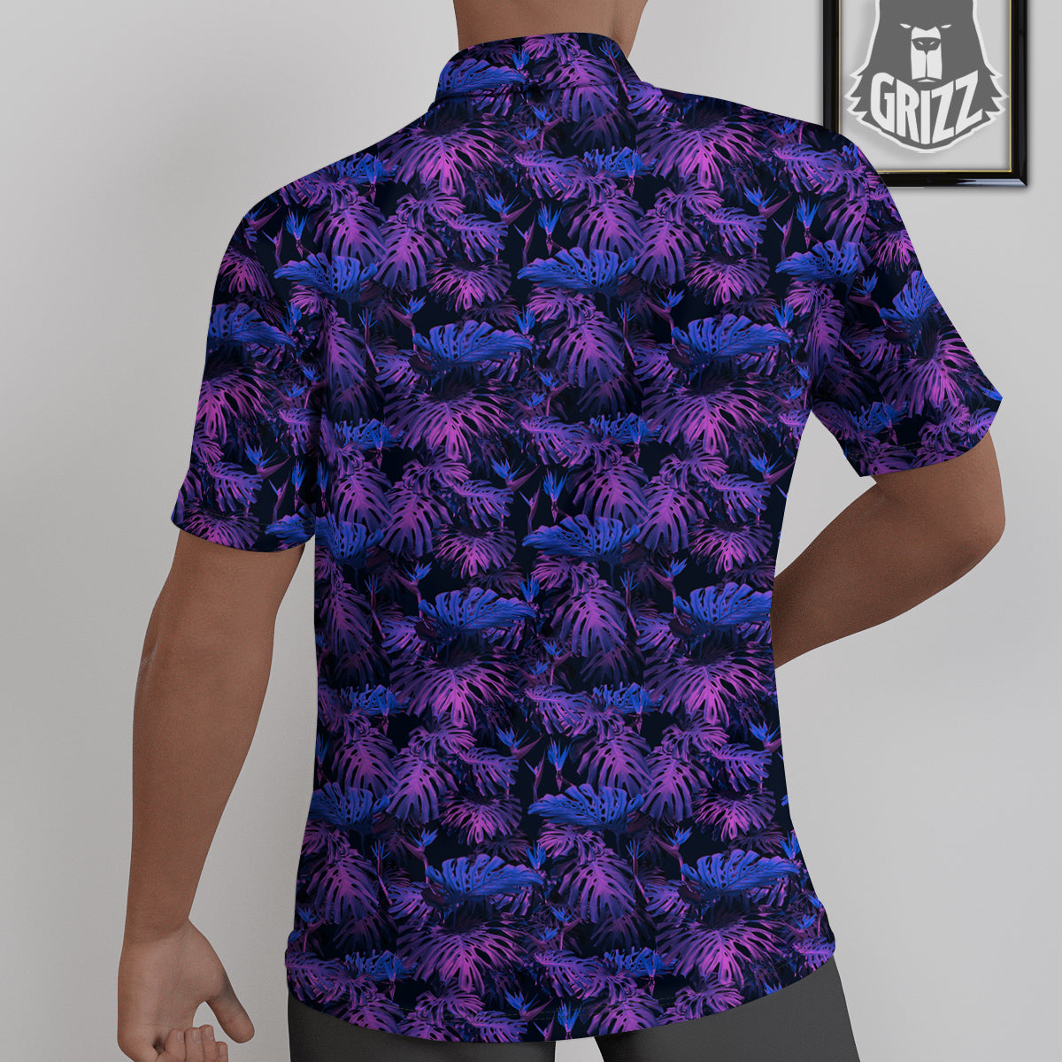 Hawaiian Tropical Dark Purple Print Pattern Untucked Shirts-grizzshop