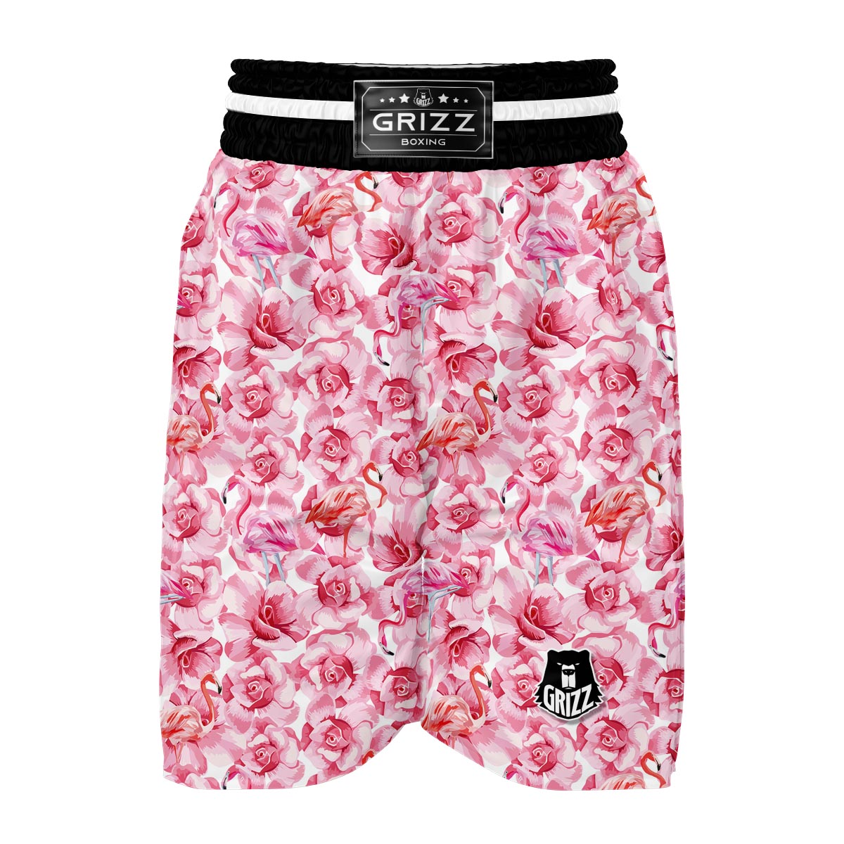 Hawaiian Tropical Flamingo Floral Pattern Print Boxing Shorts-grizzshop