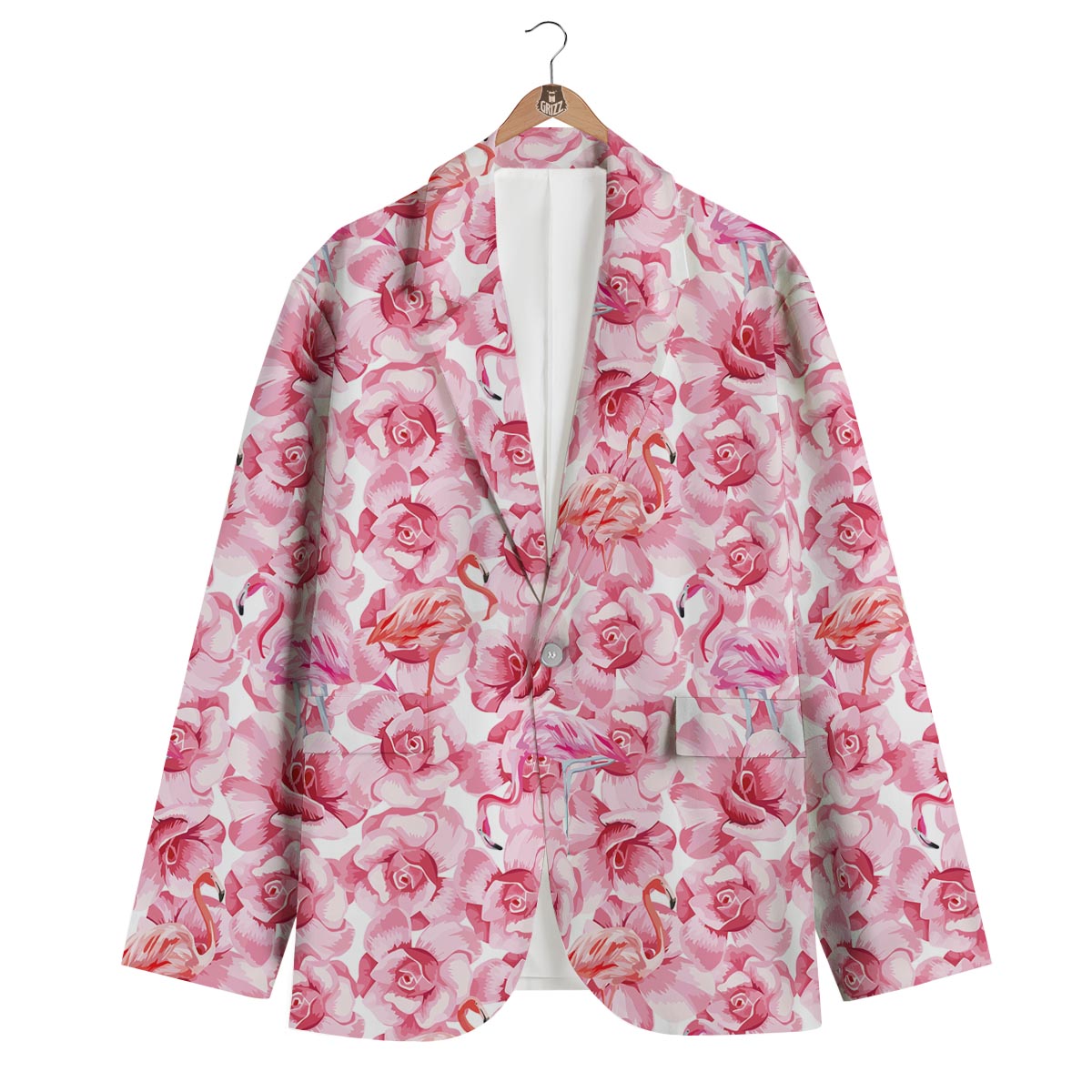Hawaiian Tropical Flamingo Floral Pattern Print Men's Blazer-grizzshop