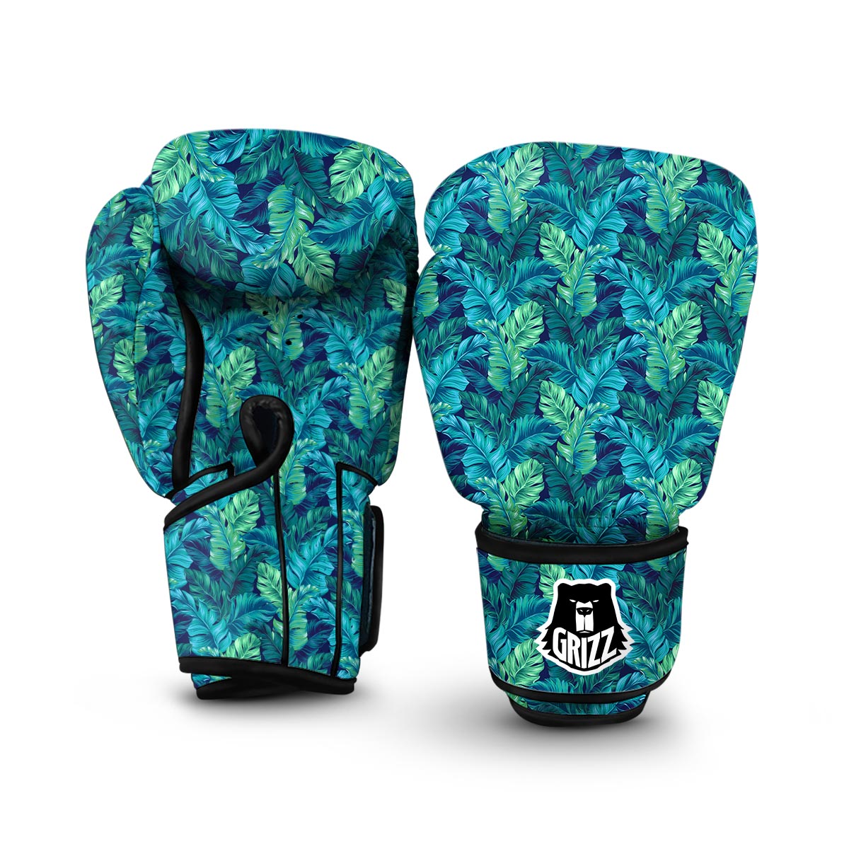 Hawaiian Tropical Palm Leaves Pattern Print Boxing Gloves-grizzshop