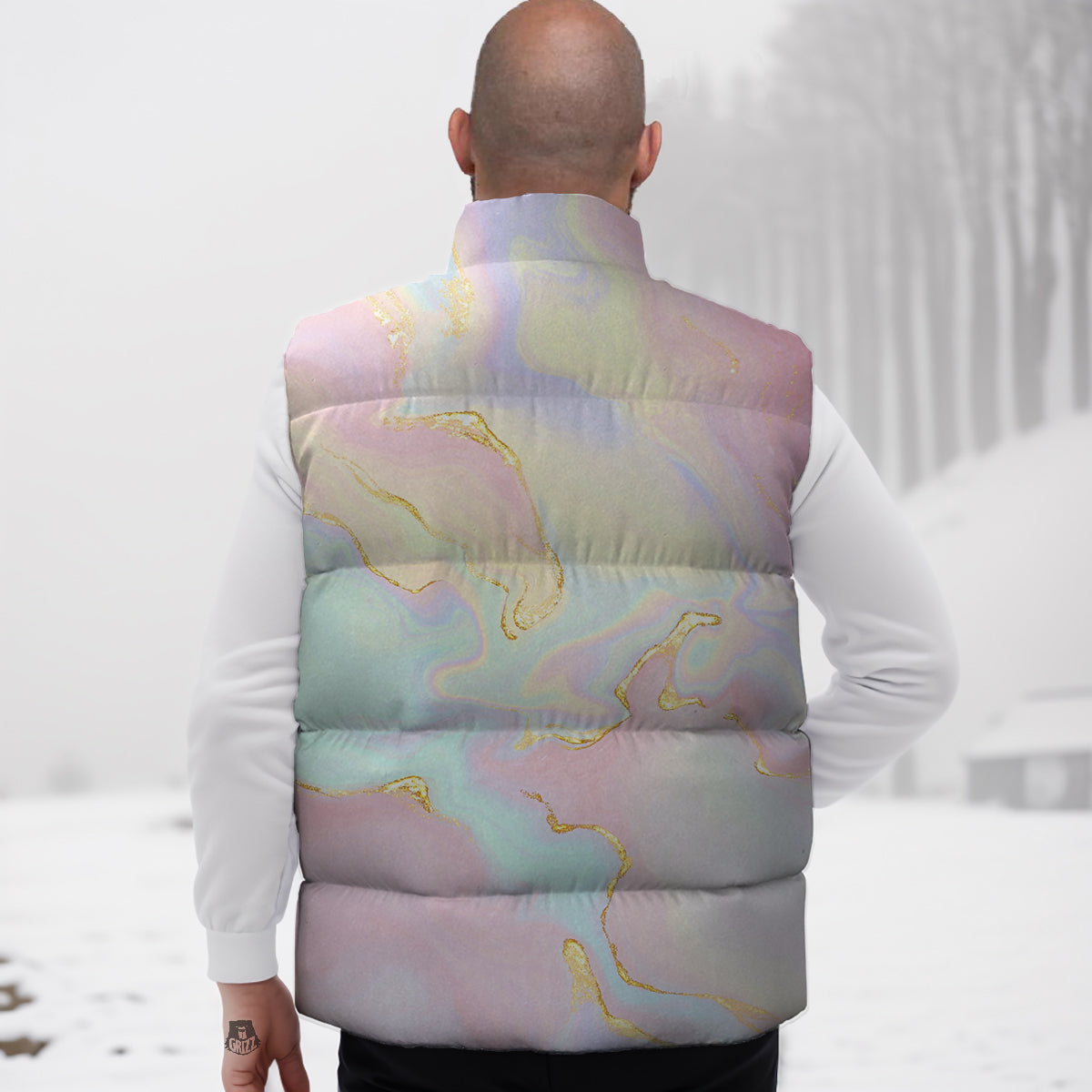Hawaiian Tropical Palm Leaves Pattern Print Down Vest-grizzshop