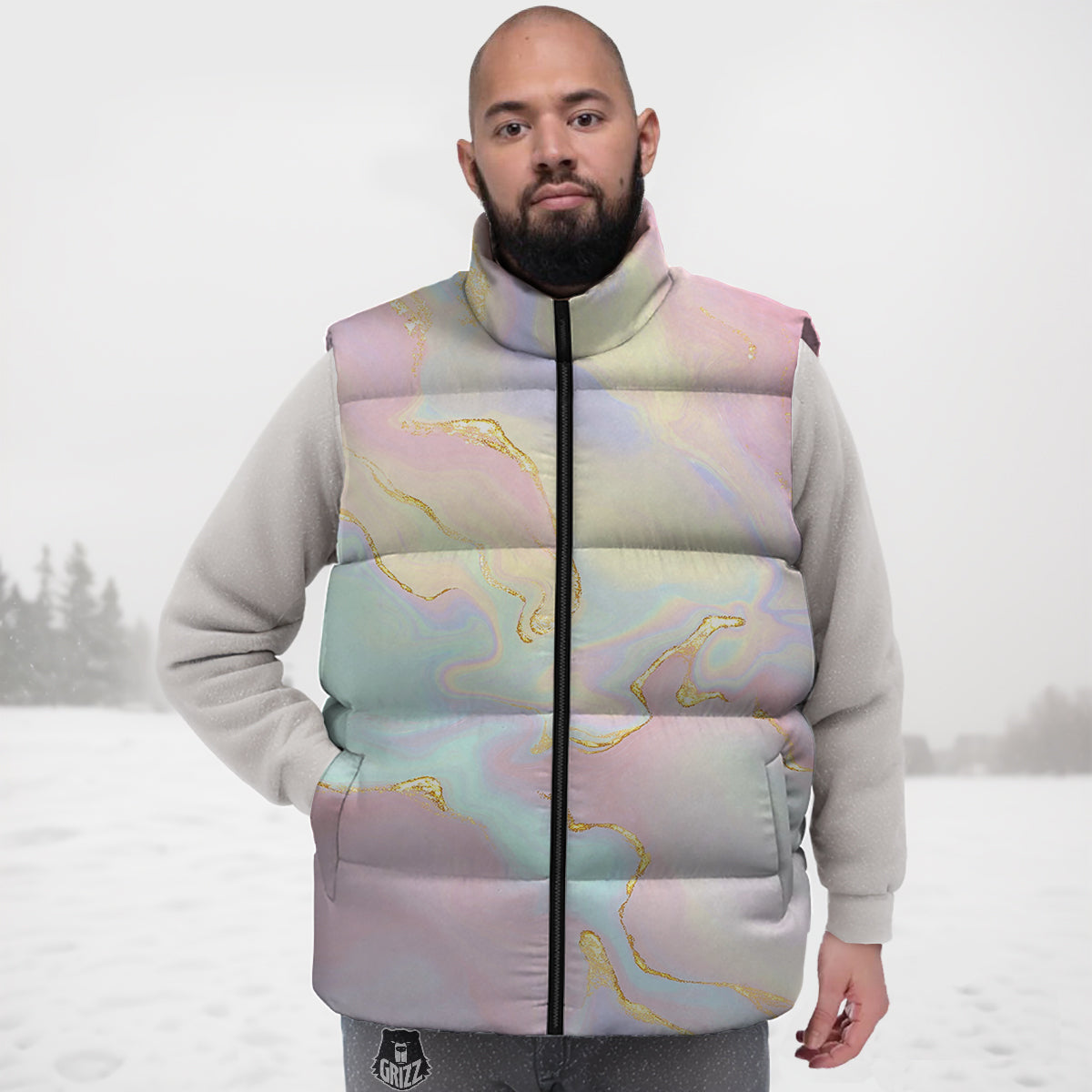 Hawaiian Tropical Palm Leaves Pattern Print Down Vest-grizzshop