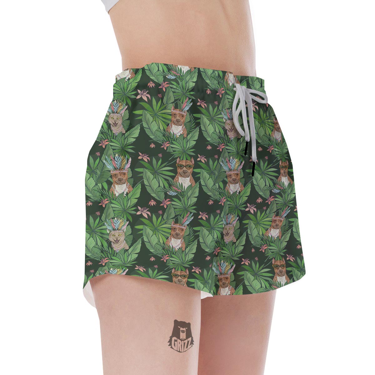 Hawaiian Tropical Pitbull Women's Shorts-grizzshop