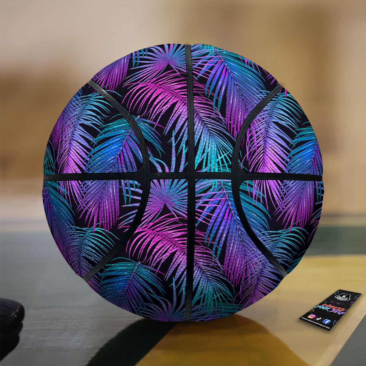 Hawaiian Tropical Purple Print Pattern Basketball-grizzshop