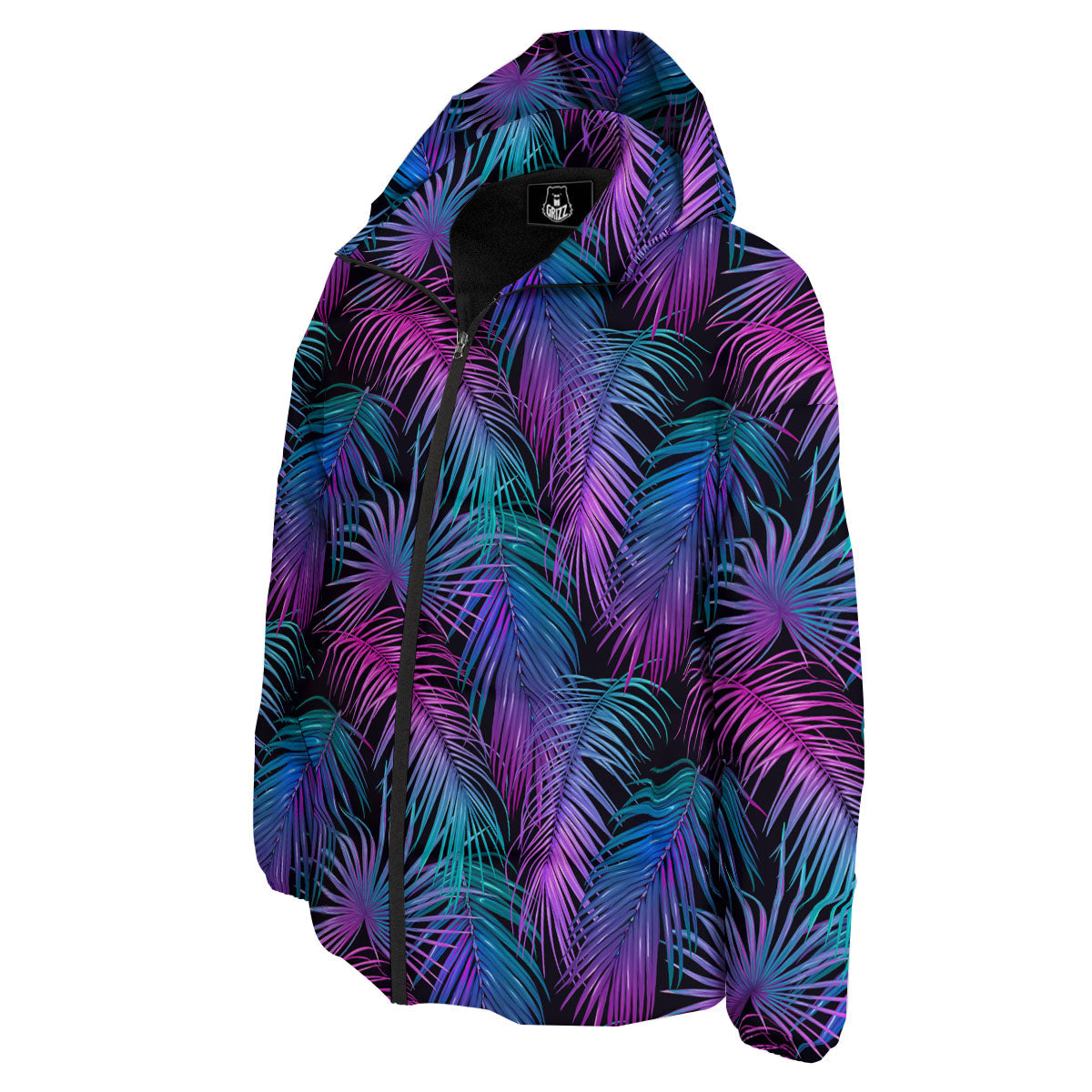Hawaiian Tropical Purple Print Pattern Down Jacket-grizzshop