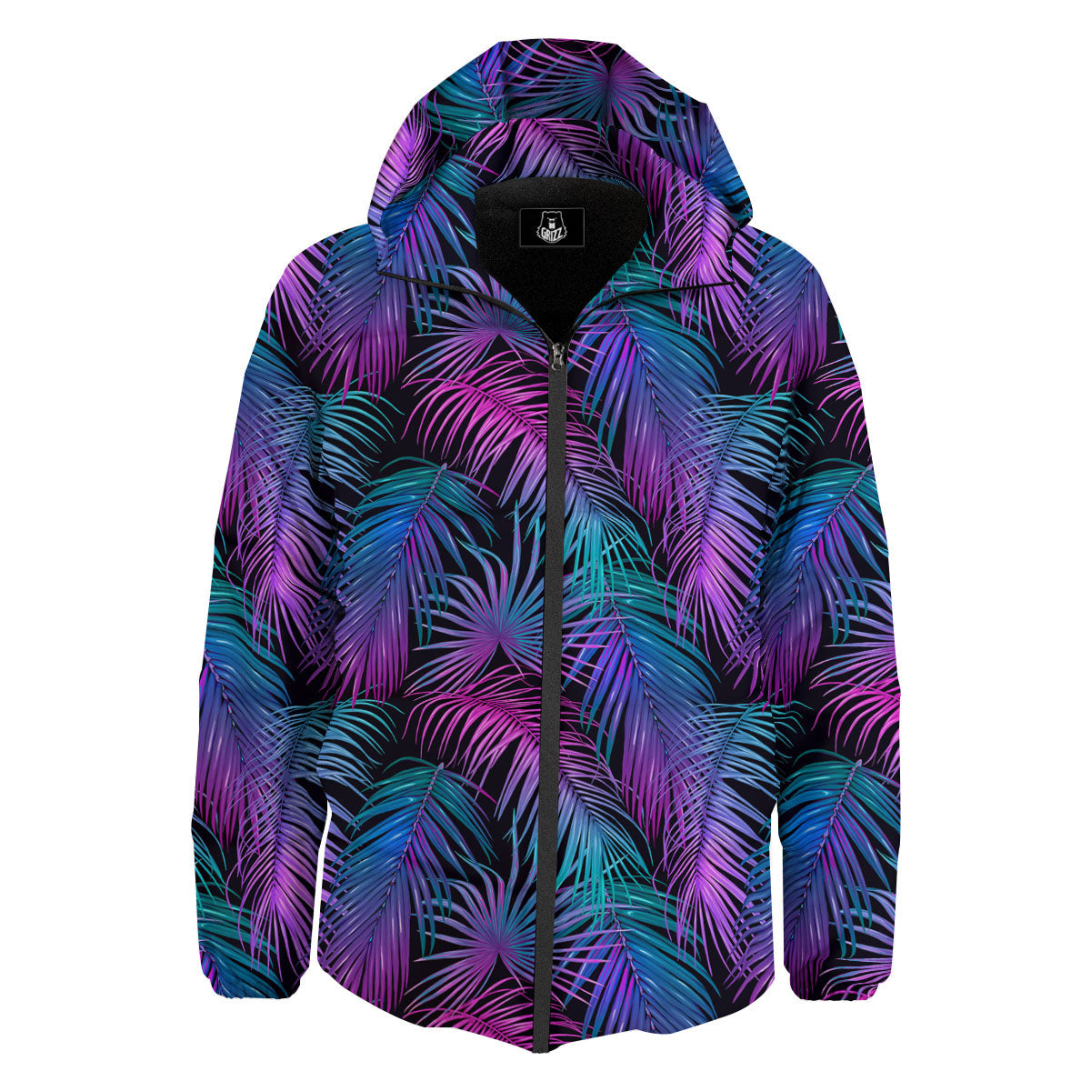 Hawaiian Tropical Purple Print Pattern Down Jacket-grizzshop