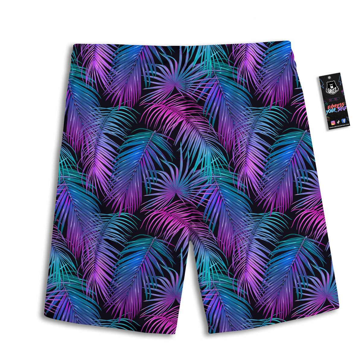 Hawaiian Tropical Purple Print Pattern Men's Athletic Shorts