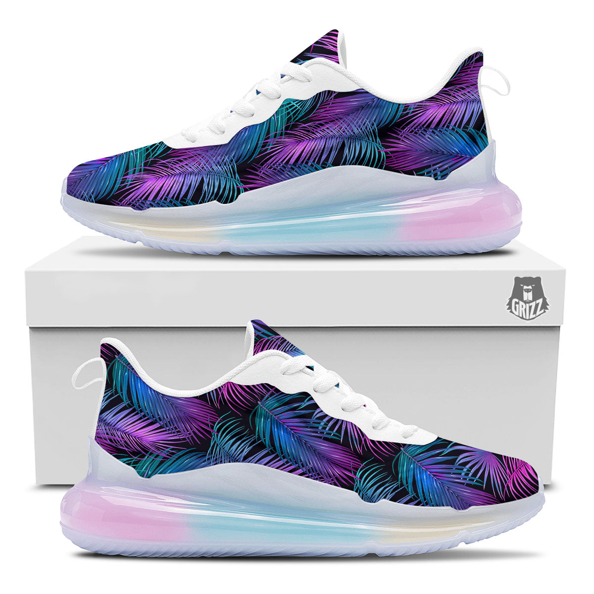 Hawaiian Tropical Purple Print Pattern Running Sneakers-grizzshop