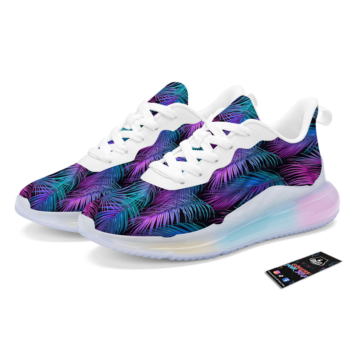 Hawaiian Tropical Purple Print Pattern Running Sneakers-grizzshop
