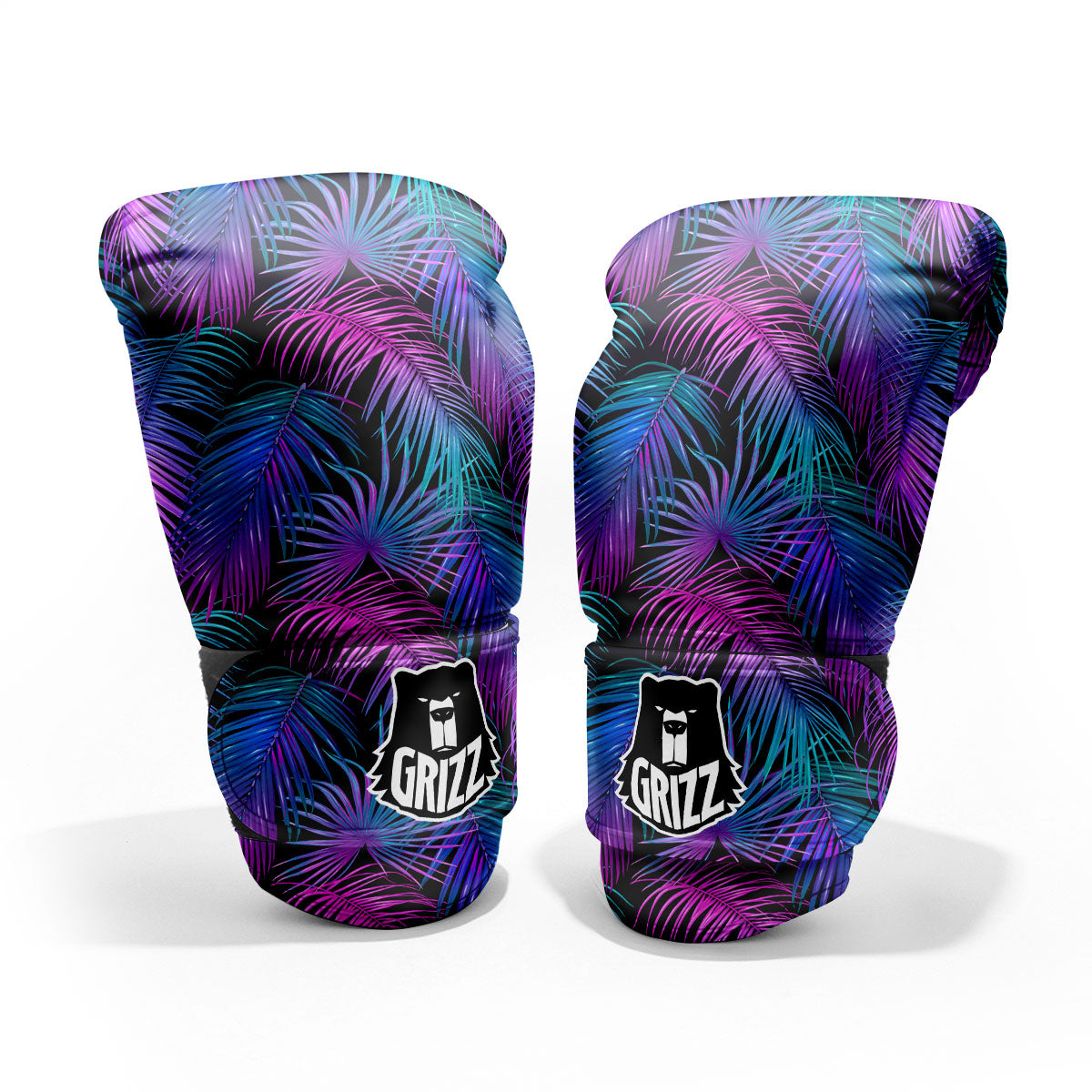 Hawaiian Tropical Purple Print Pattern Sparring Gloves-grizzshop
