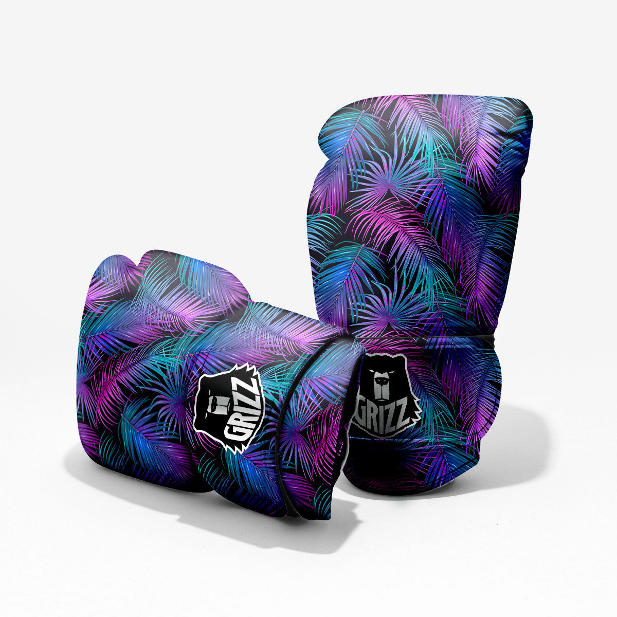 Hawaiian Tropical Purple Print Pattern Sparring Gloves-grizzshop