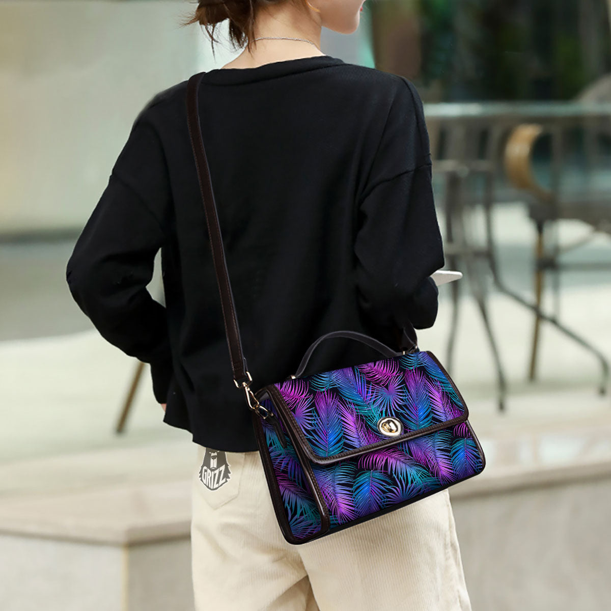 Hawaiian Tropical Purple Print Pattern Women's Satchel Bag-grizzshop
